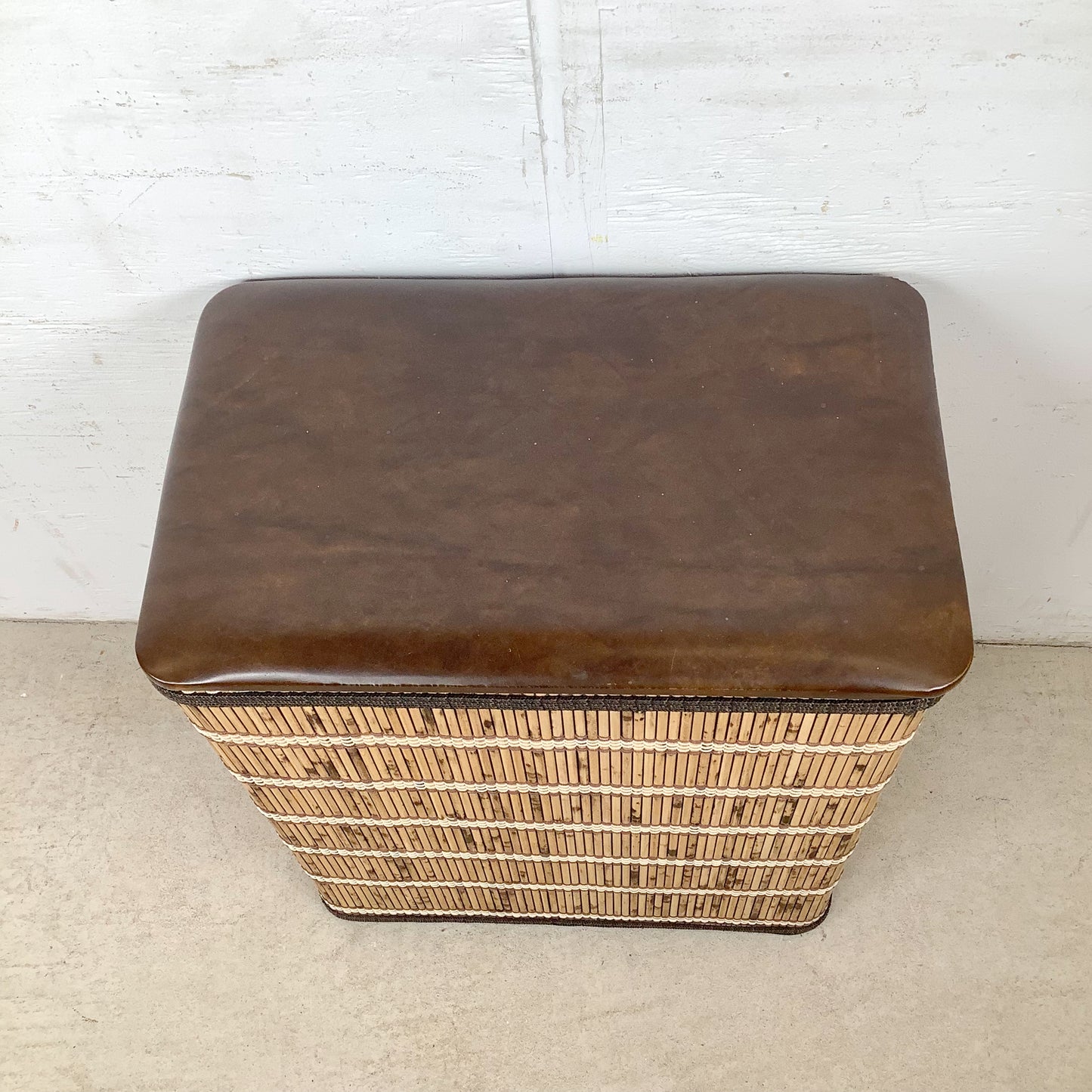 Vintage Bohemian Laundry Basket with Natural Cane Wrap