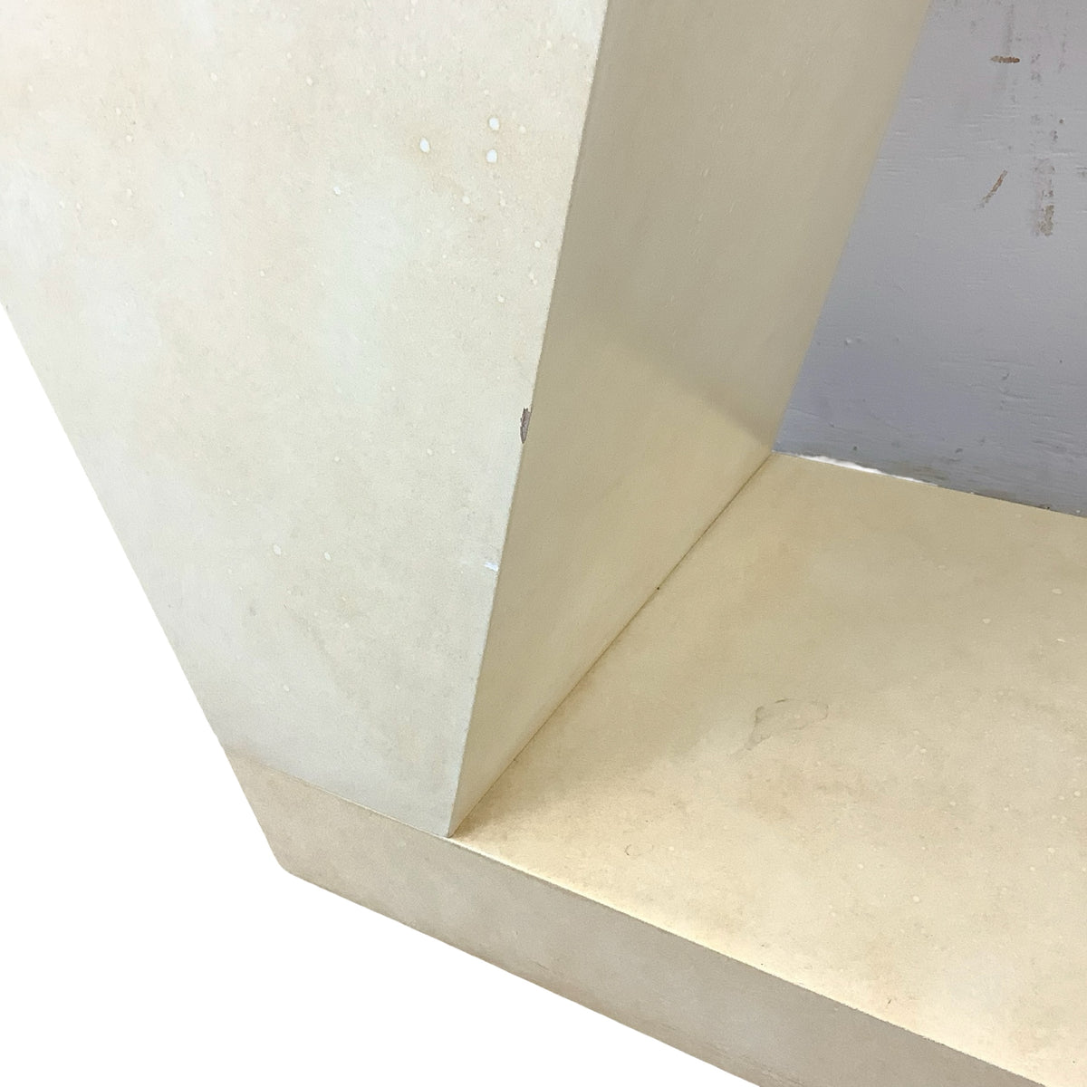 Vintage Modern Parchment-Style Console Table with Glass Top and Brass Accents