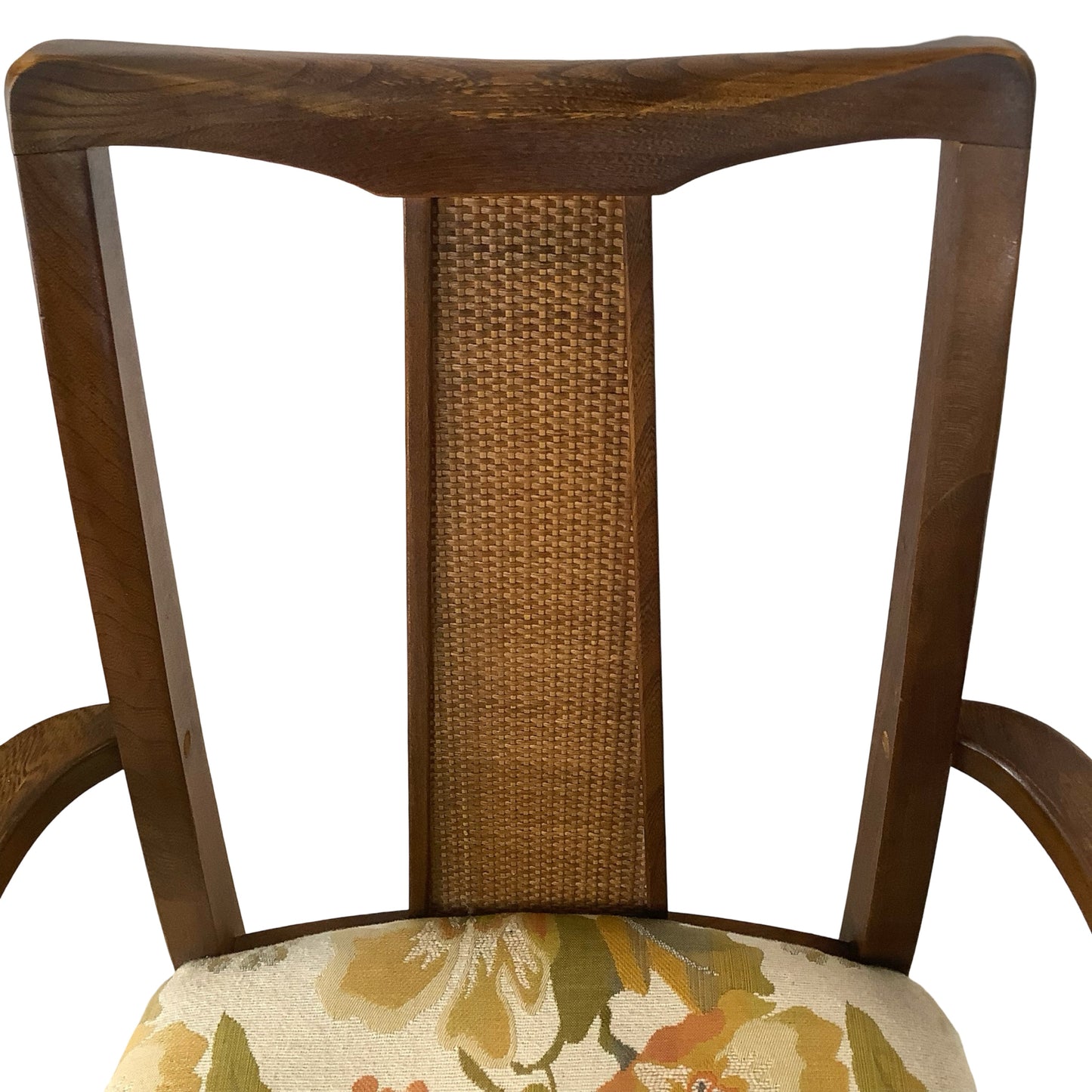 Vintage Mid-Century Modern Walnut & Cane Dining Chairs - Set of 6