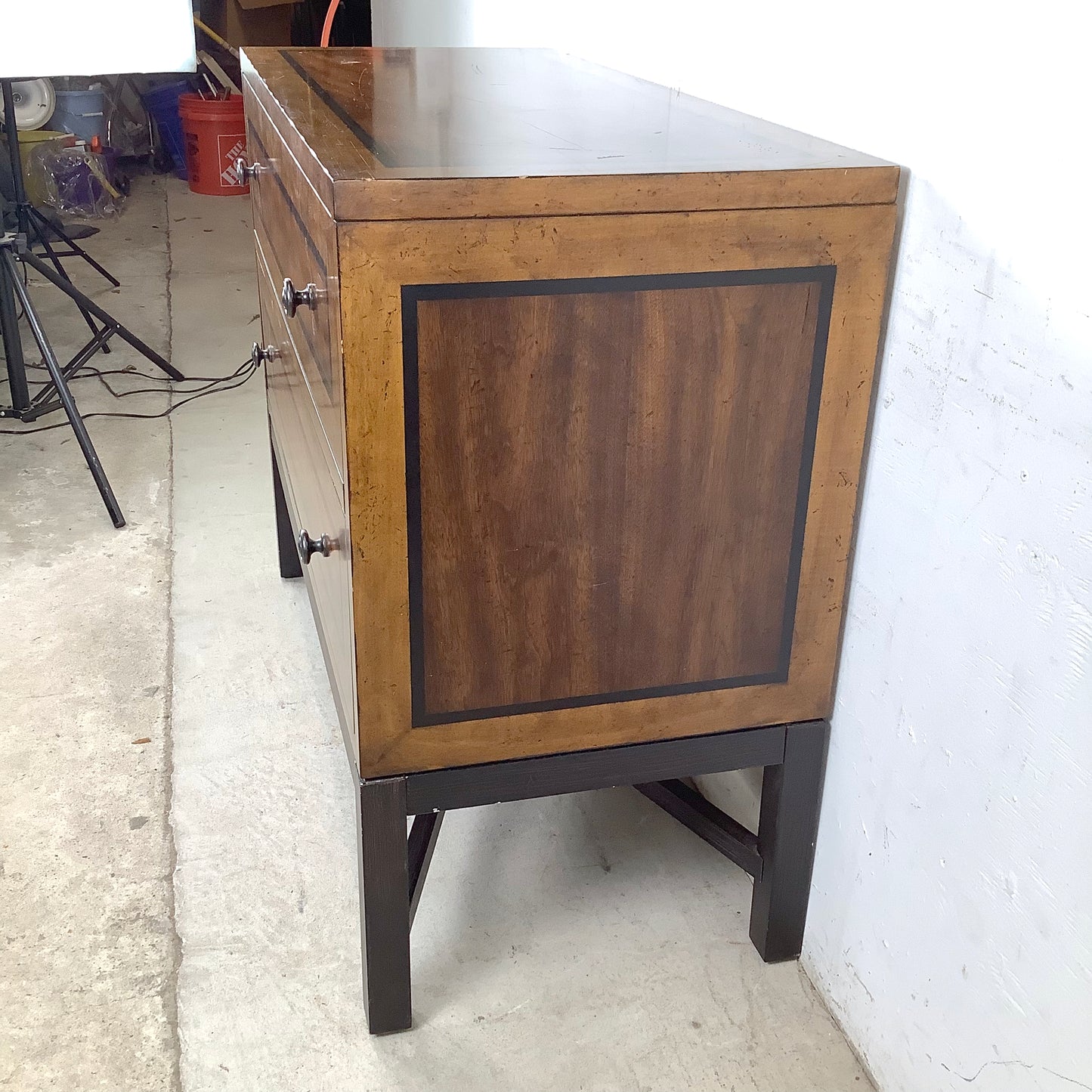 Transitional Two-Drawer Dresser With X Base