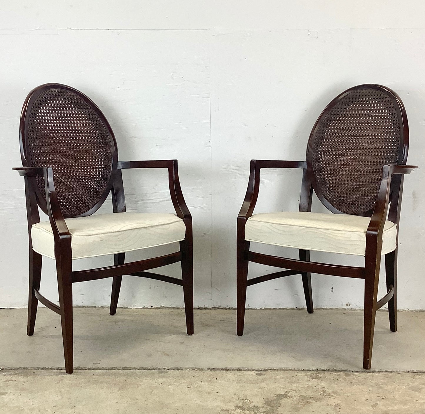 Vintage Modern Cane Back Dining Chairs- Six