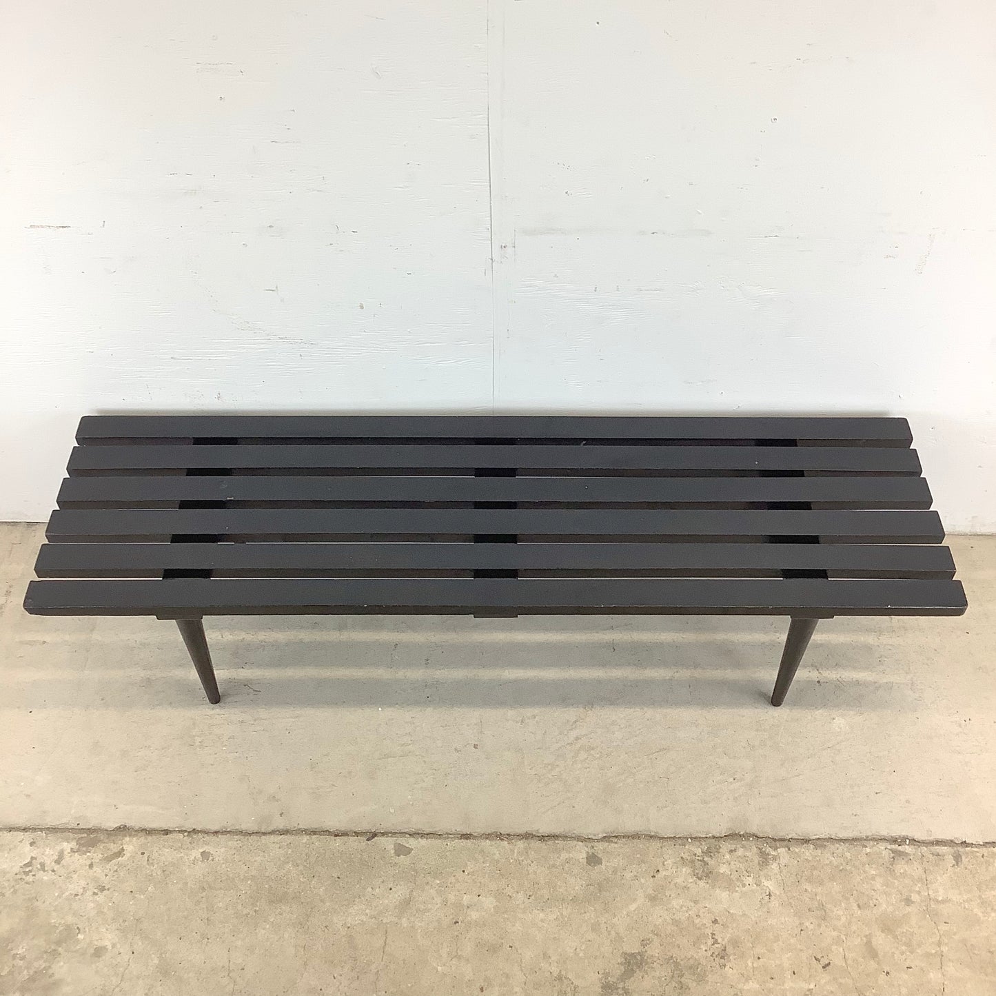 Vintage Modern Black Slat Coffee Table or Bench