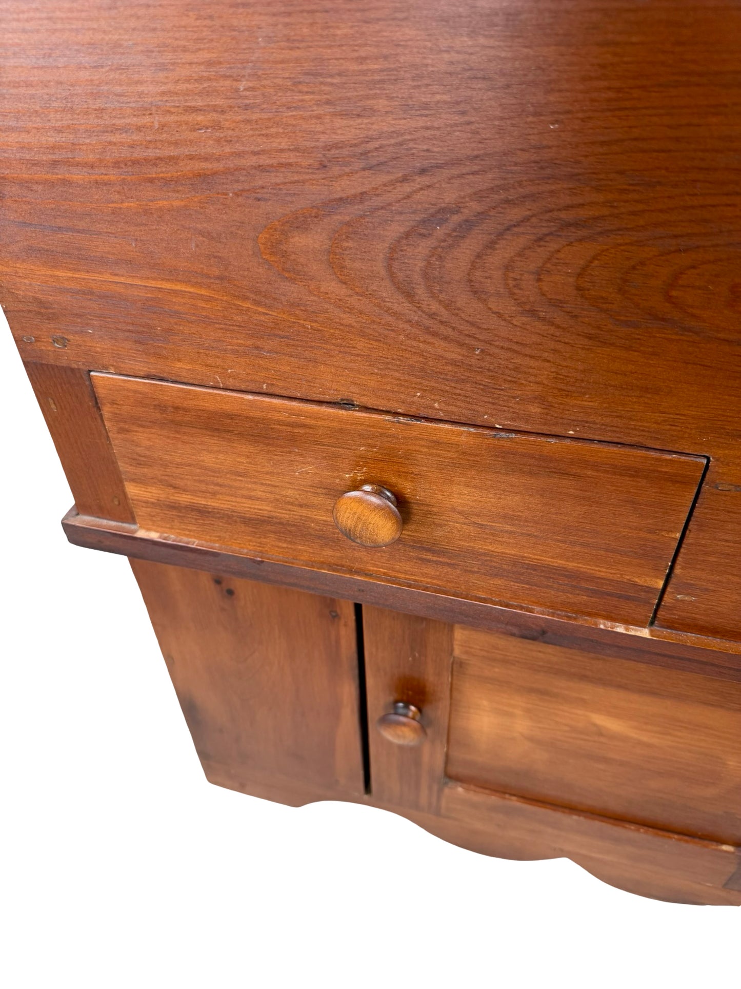 Rustic Pine Dry Sink Storage Cabinet with Lift Top, Drawer & Cupboard