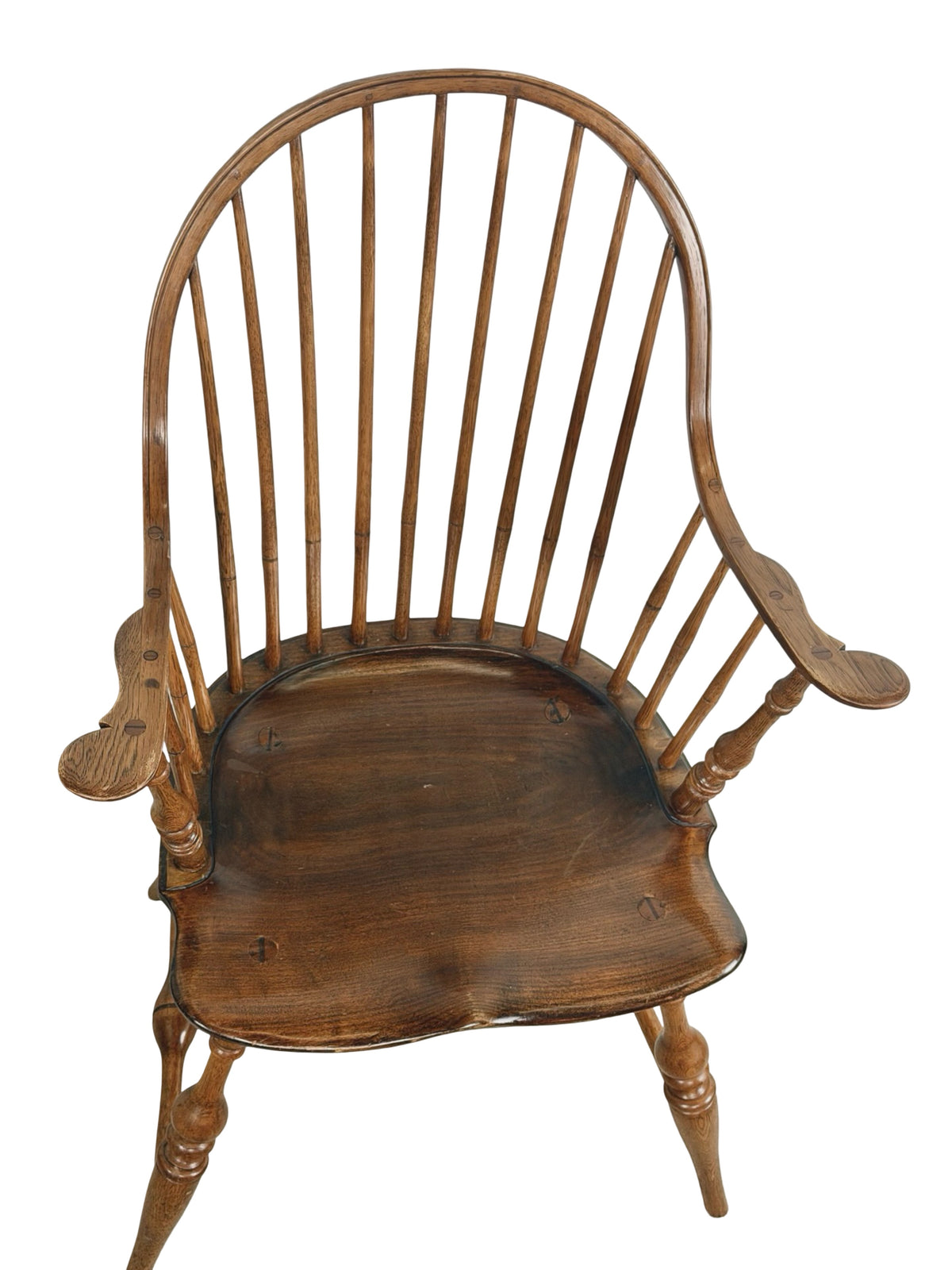 Antique Continuous-Arm Windsor Spindle-Back Wooden Chair