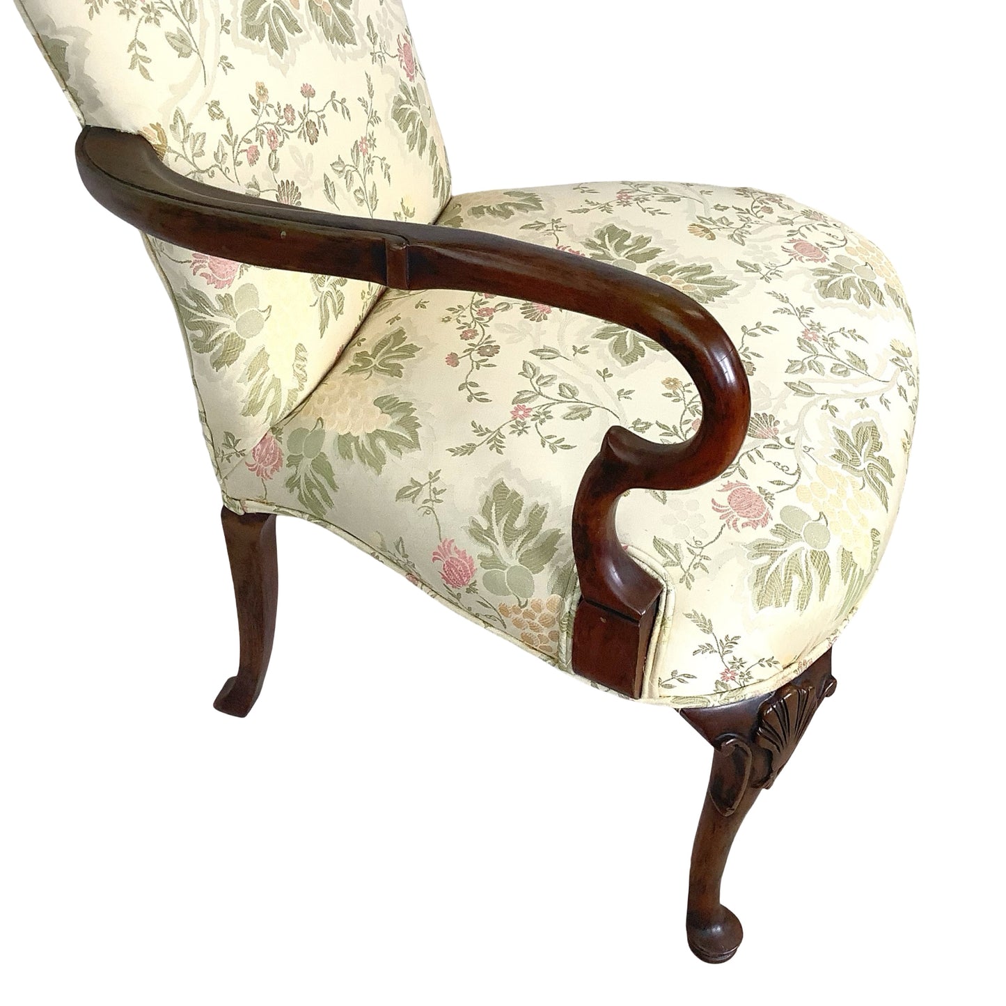Vintage Pair of Georgian Revival Armchairs | Floral Upholstery | Set of 2