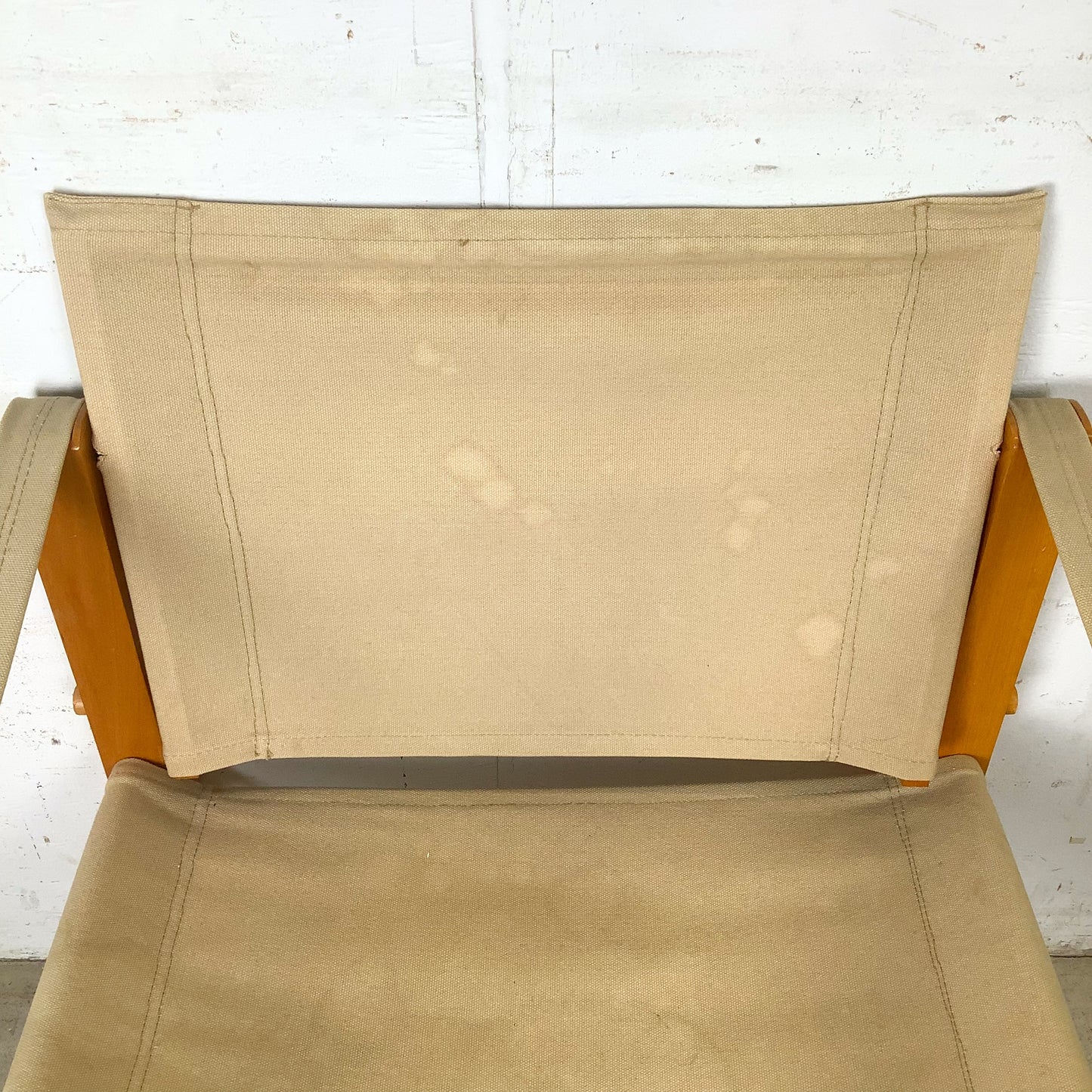 Vintage Scandinavian Style Safari Campaign Lounge Chair with Natural Canvas Sling