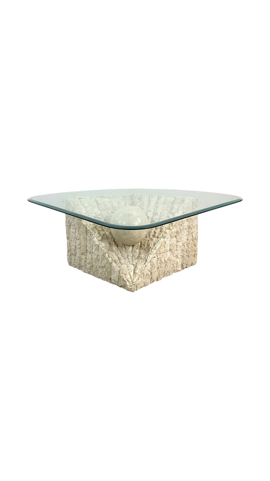Tessellated Stone Triangular Coffee Table, c. 1980s