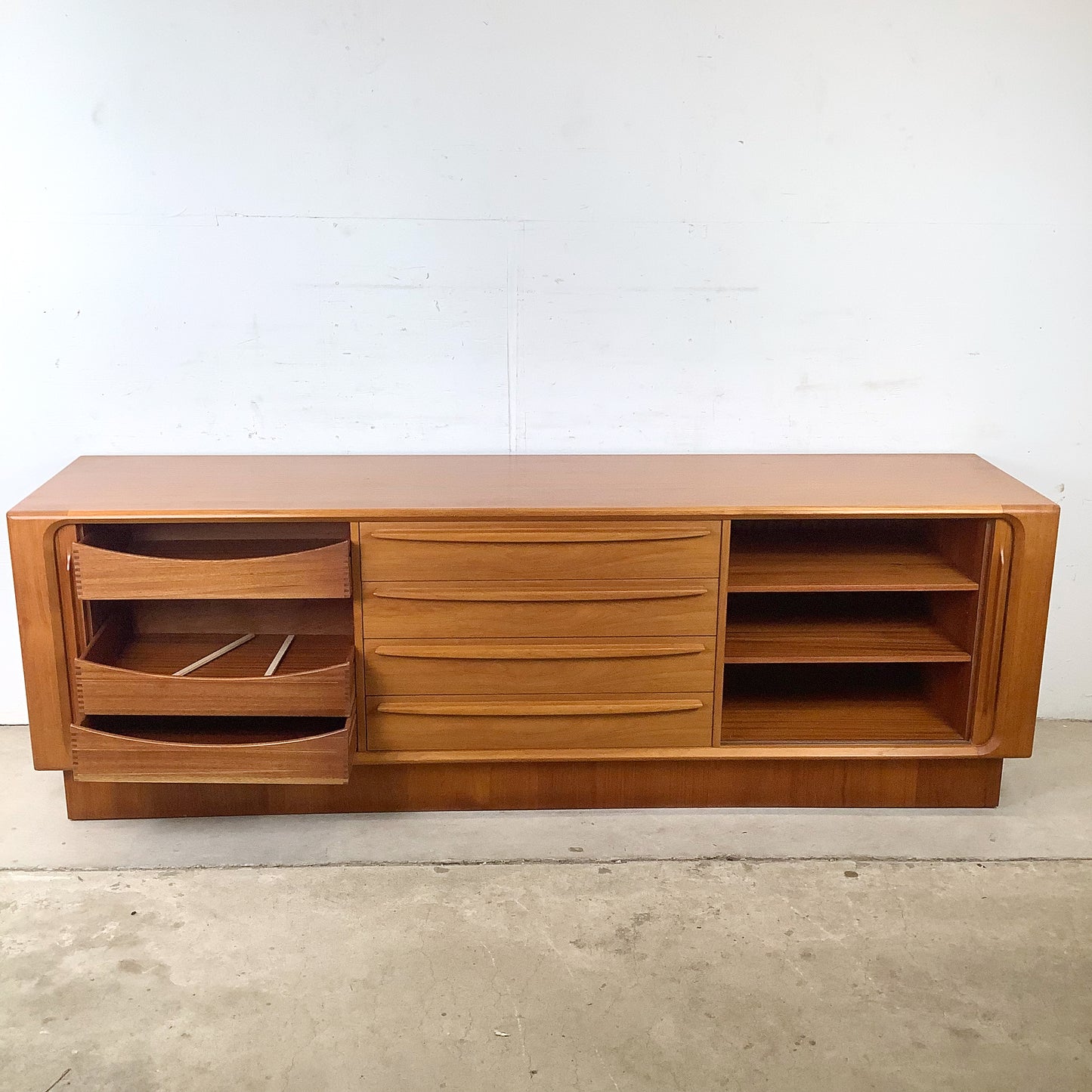 Danish Teak Tambour Door Credenza by Bernhard Pedersen & Søn | 20th Century