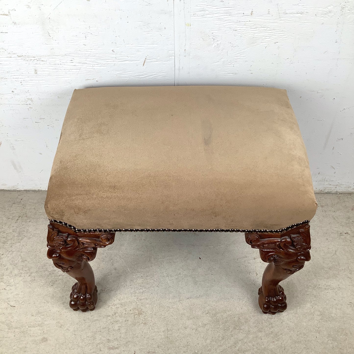 Gothic Revival Carved Grotesque Footstool