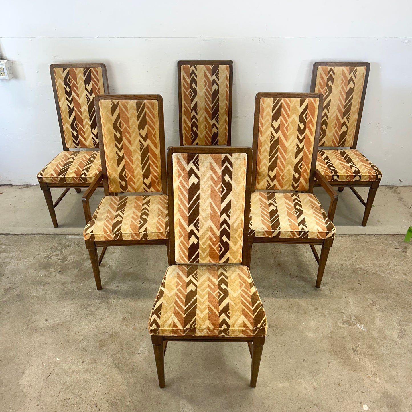 Vintage Modern High Back Dining Chairs- Set of Six