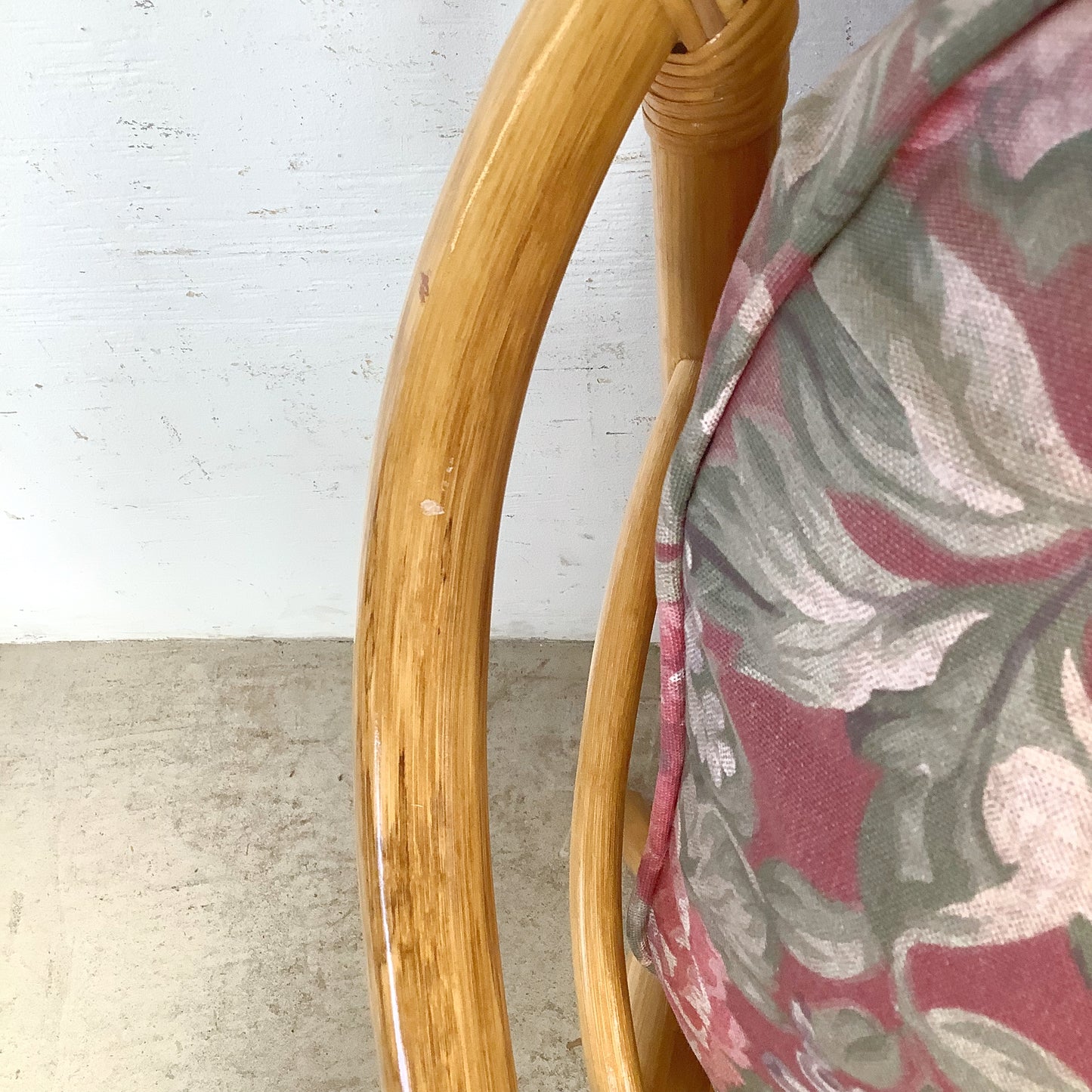 Ficks Reed Style Rattan Lounge Chair and Ottoman | Arched Diamond Lattice Back