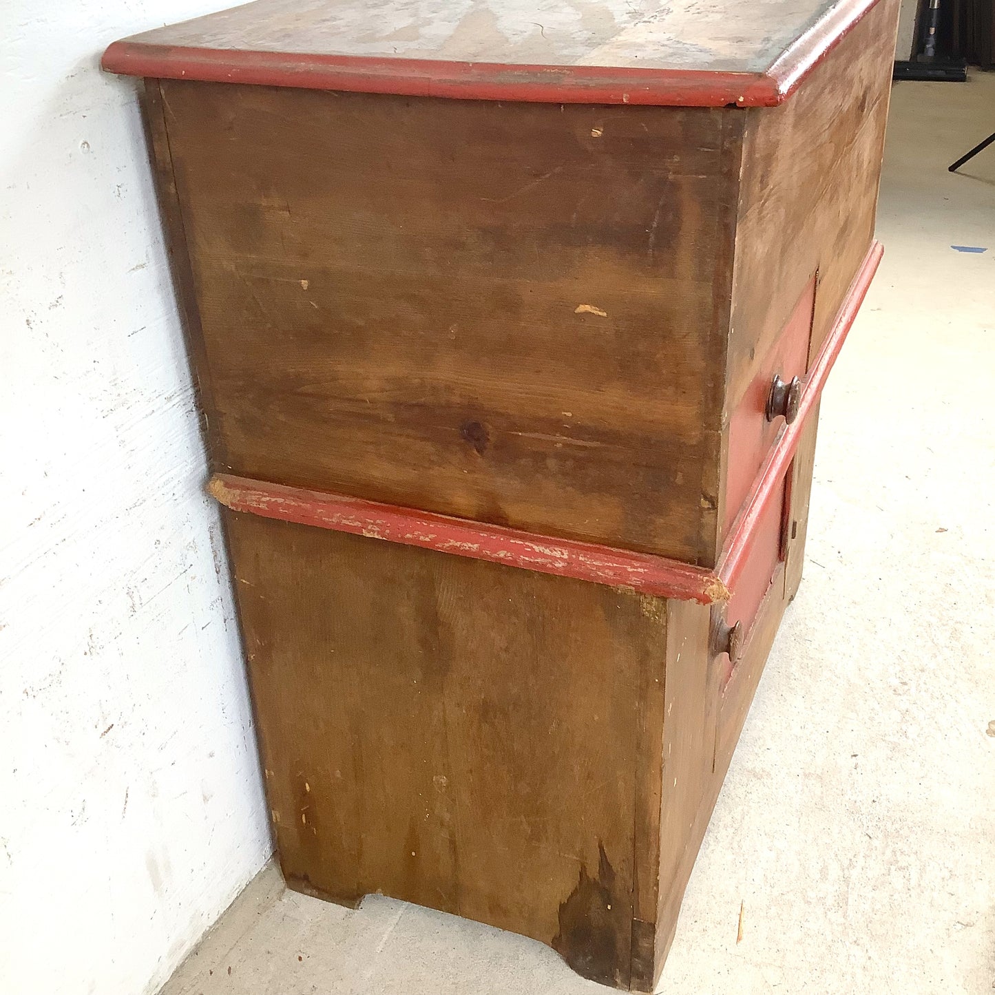 Antique American Primitive Painted Pine Farmhouse Cabinet