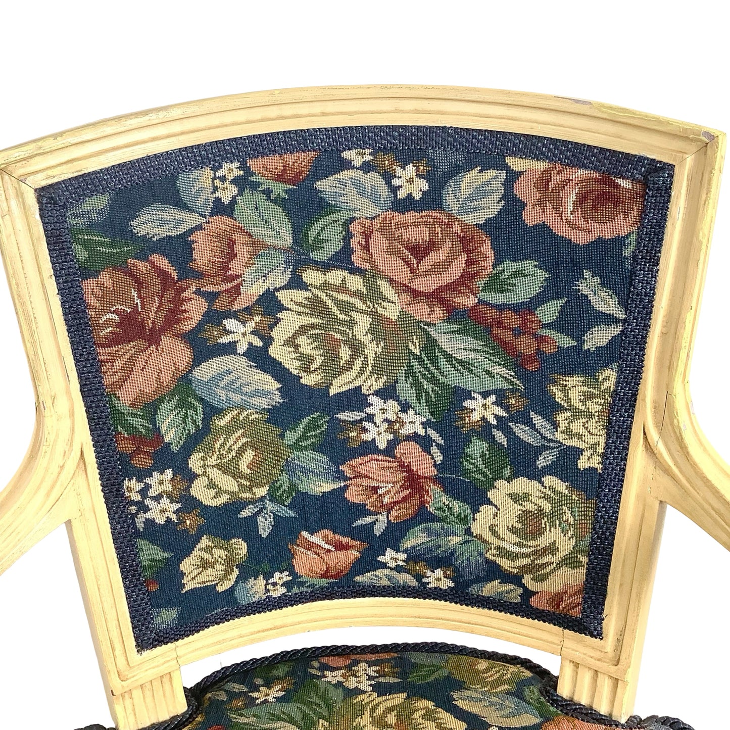 Vintage Louis XVI Style Painted Fauteuil | French Provincial Armchair  This painted fauteuil captures the timeless elegance of