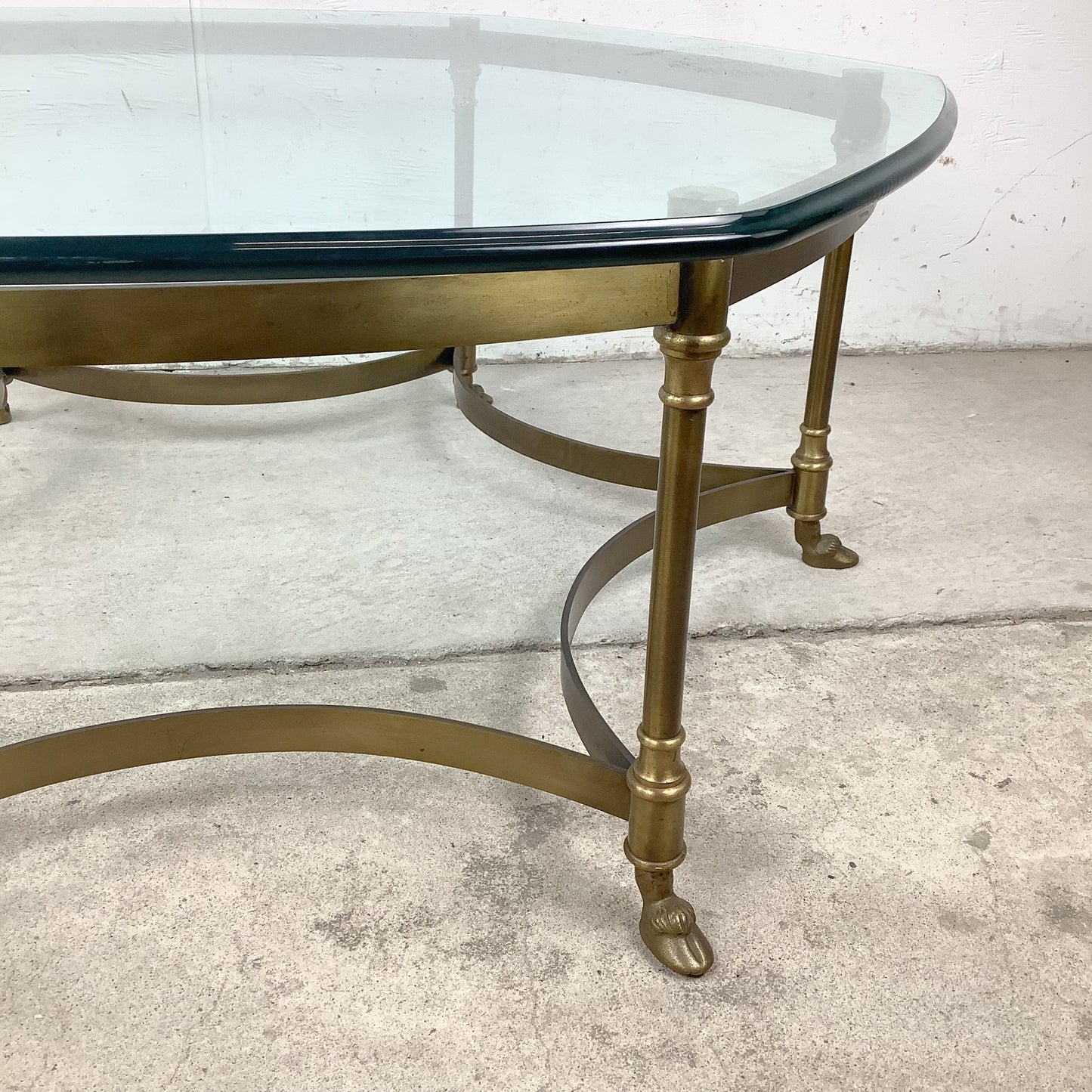 Vintage Brass Hexagonal Glass Coffee Table in the Style of La Barge
