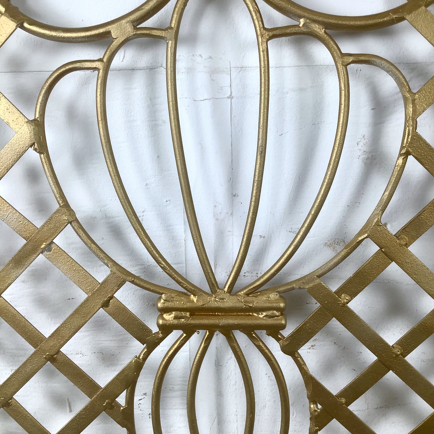 Vintage Hollywood Regency Gilt Metal Trellis Headboard