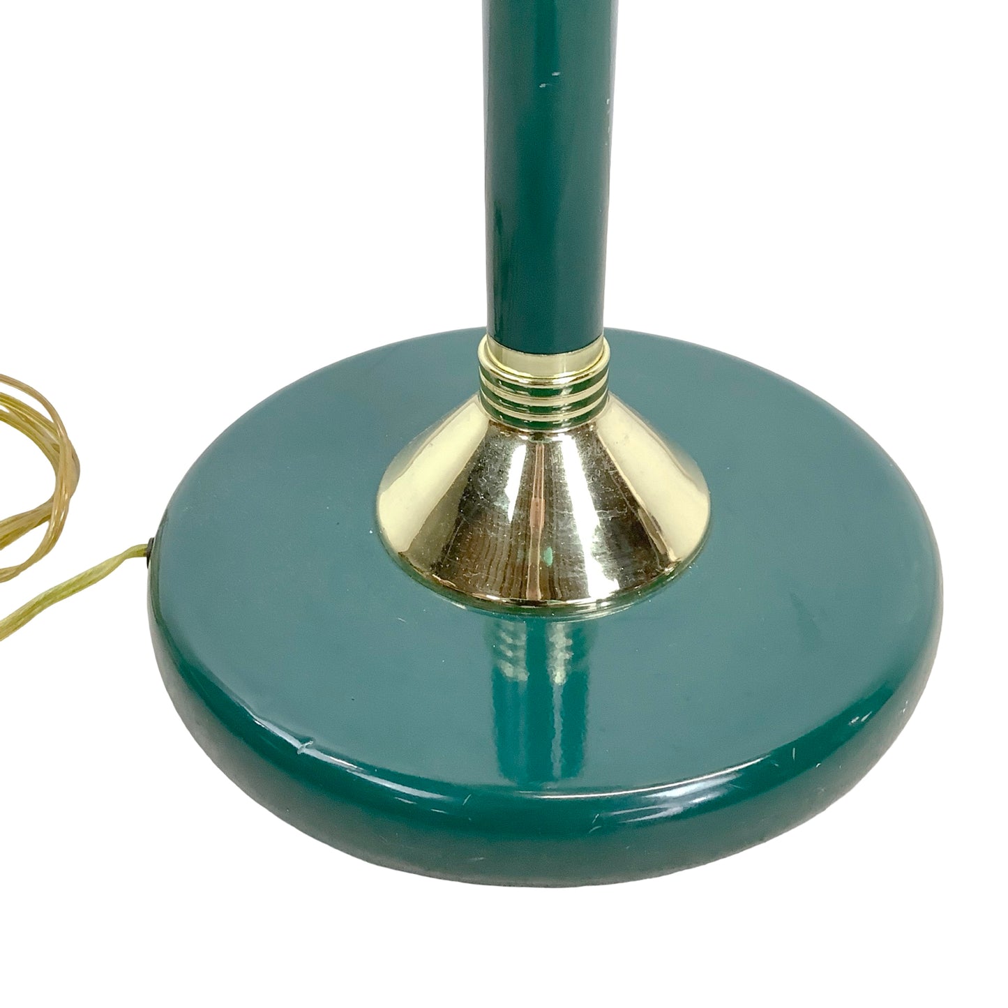 Vintage Hunter Green Brass Lamp, Pleated Fabric Shade, Traditional Hollywood Regency