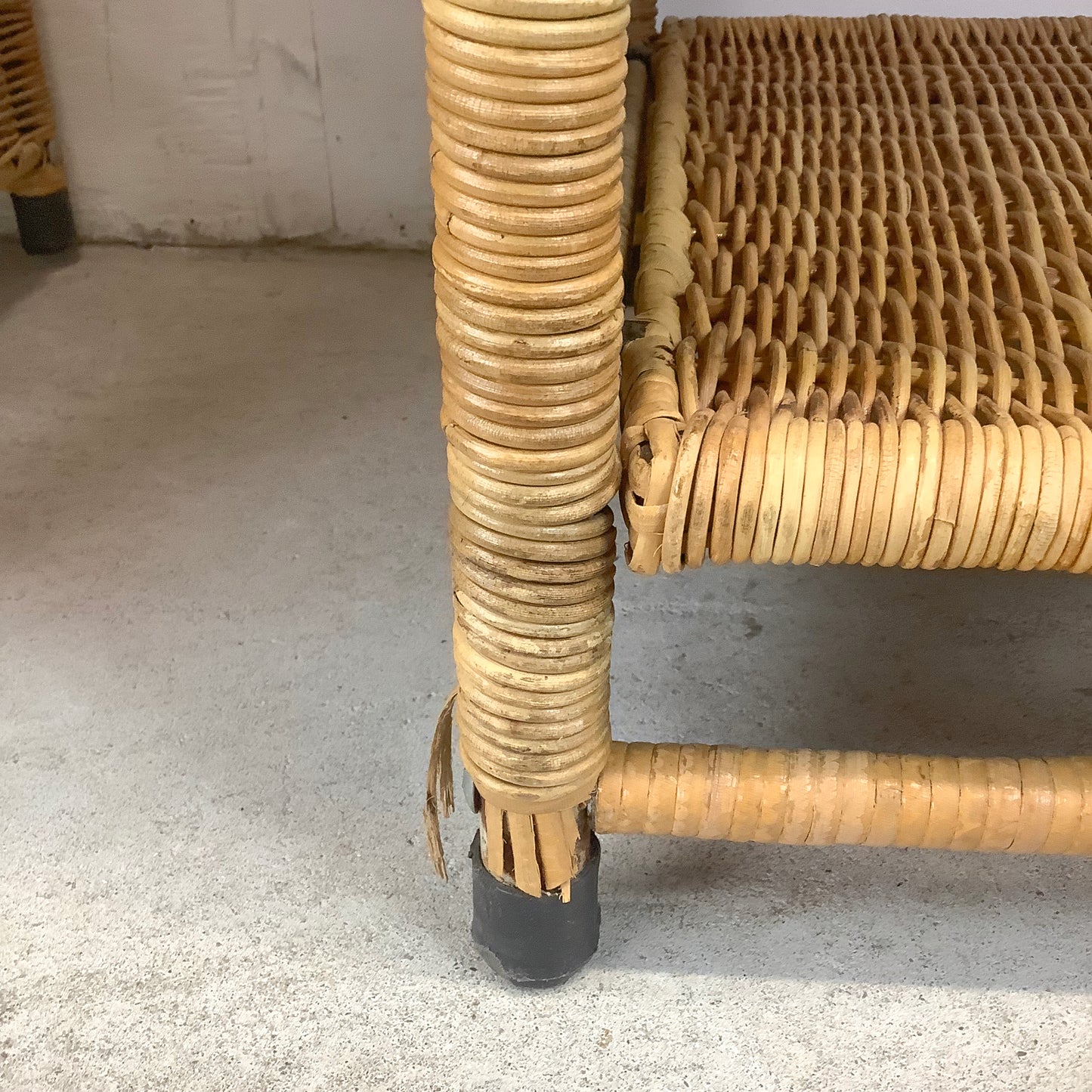 Pair Vintage Rattan Arched Bookcases