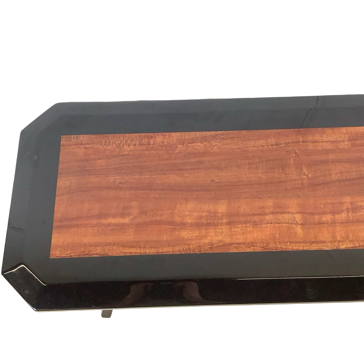 Postmodern Black Lacquer Console Table – Sculptural Legs