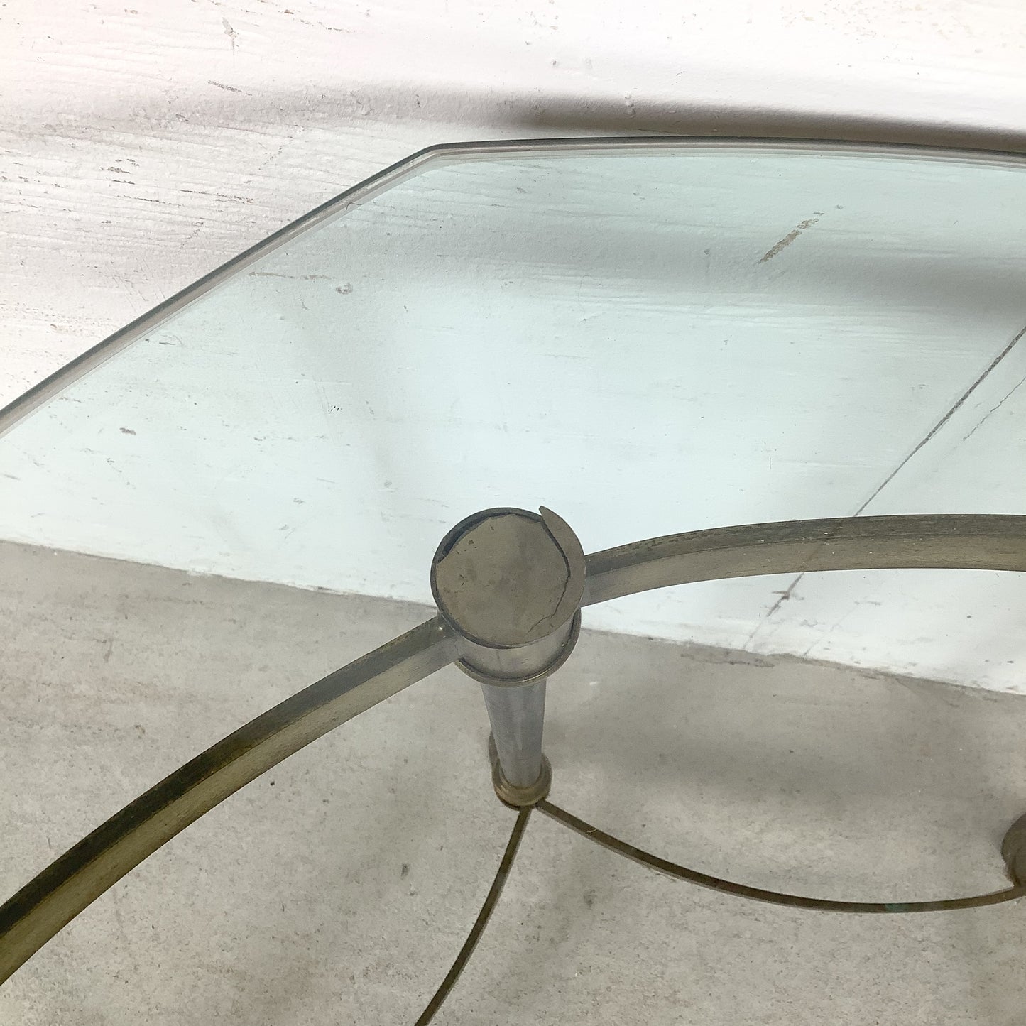 Vintage Brass & Octagonal Glass Accent Side Table in the Style of La Barge