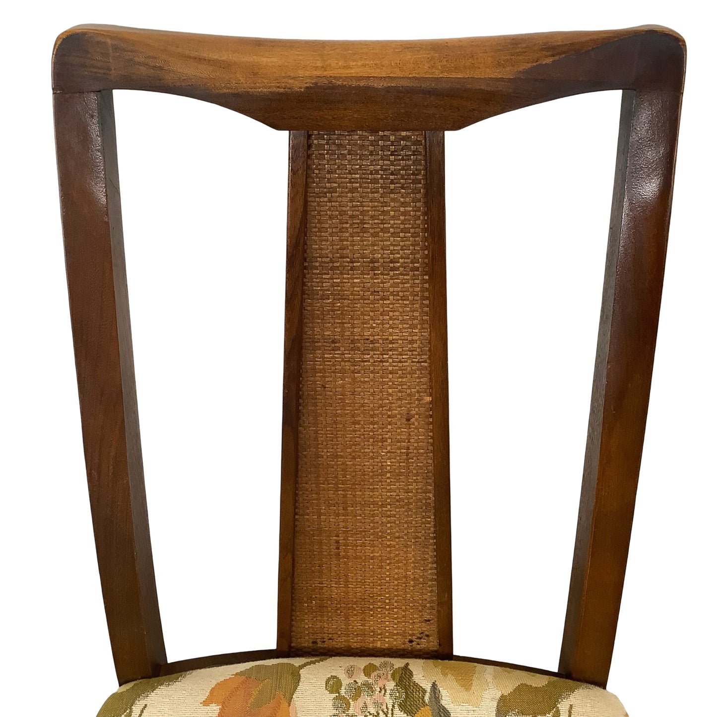 Vintage Mid-Century Modern Walnut & Cane Dining Chairs - Set of 6