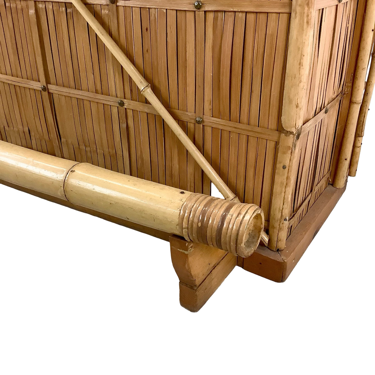Vintage Bamboo &amp; Woven Rattan Freestanding Cocktail Bar