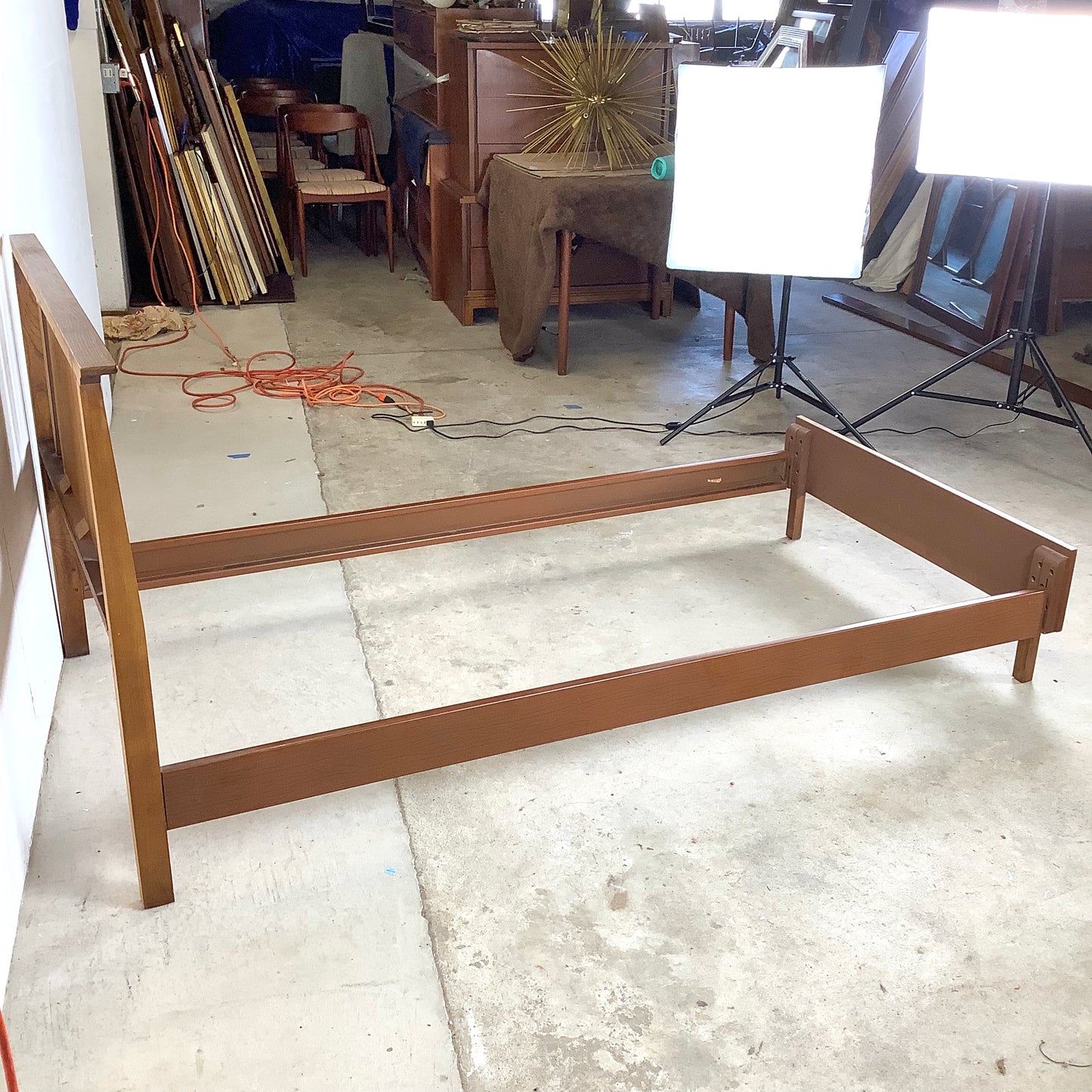 Mid-Century Walnut Twin Bed Frame – Vintage Modern Design