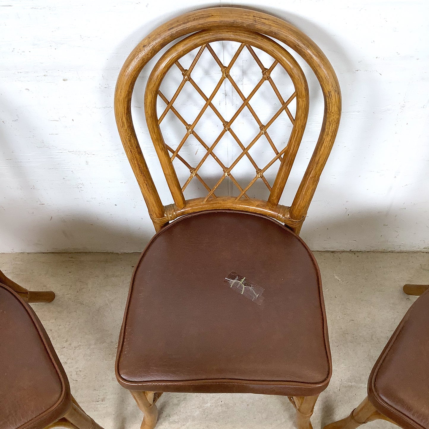 Set of Four Vintage Rattan Dining Chairs