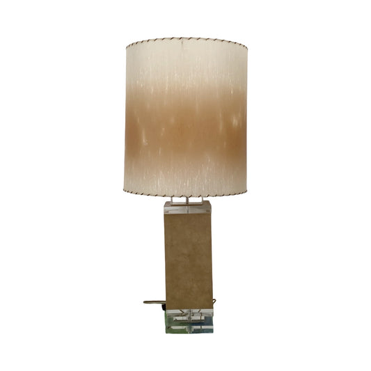 Vintage Architectural Table Lamp with Wrapped Column and Clear Lucite Base