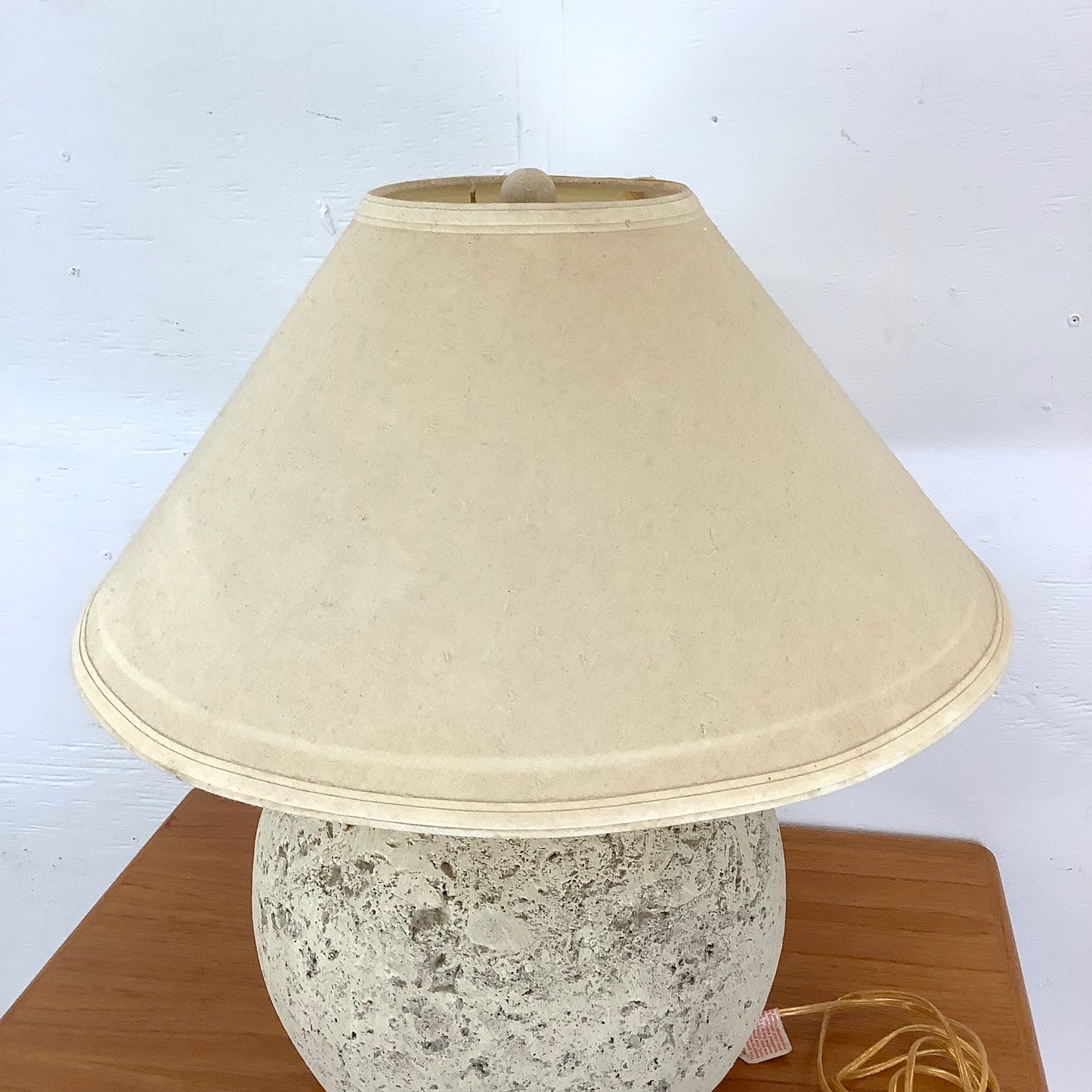 Coastal Modern Orb Lamp in Natural Coral Stone With Shade