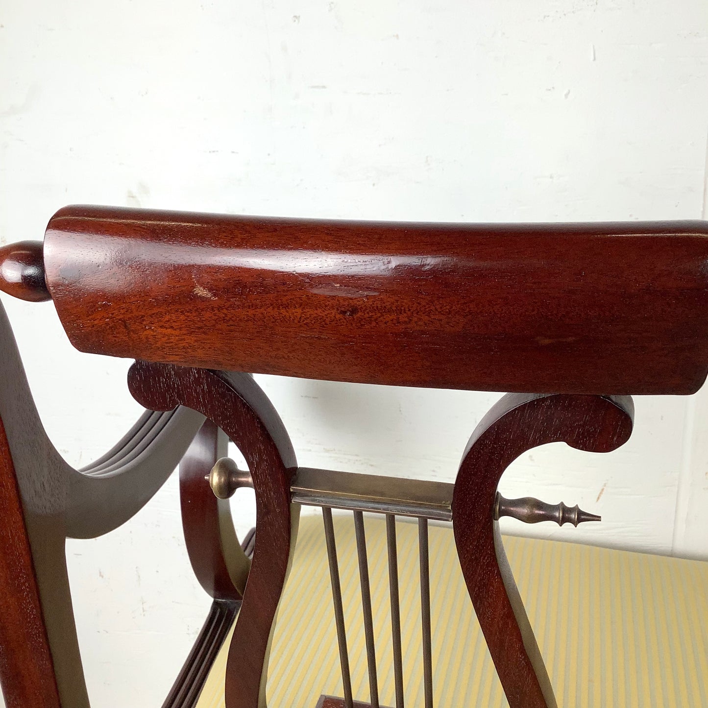 Dual Lyre-Back Mahogany Settee- Federal Revival Bench