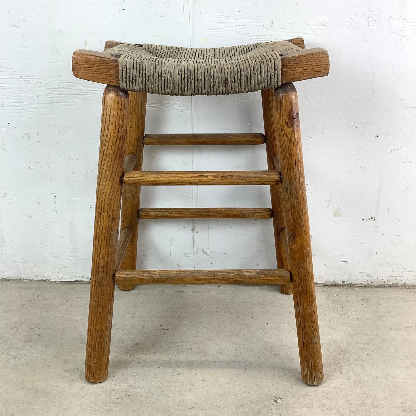 Vintage Rope Seat Counter Stool