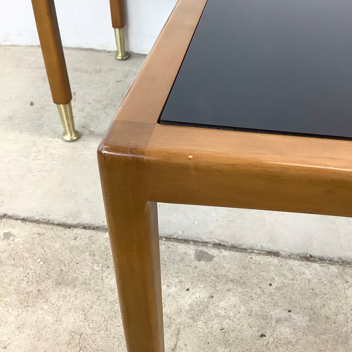 Mid-Century Modern Walnut Nesting Tables with Black Tops