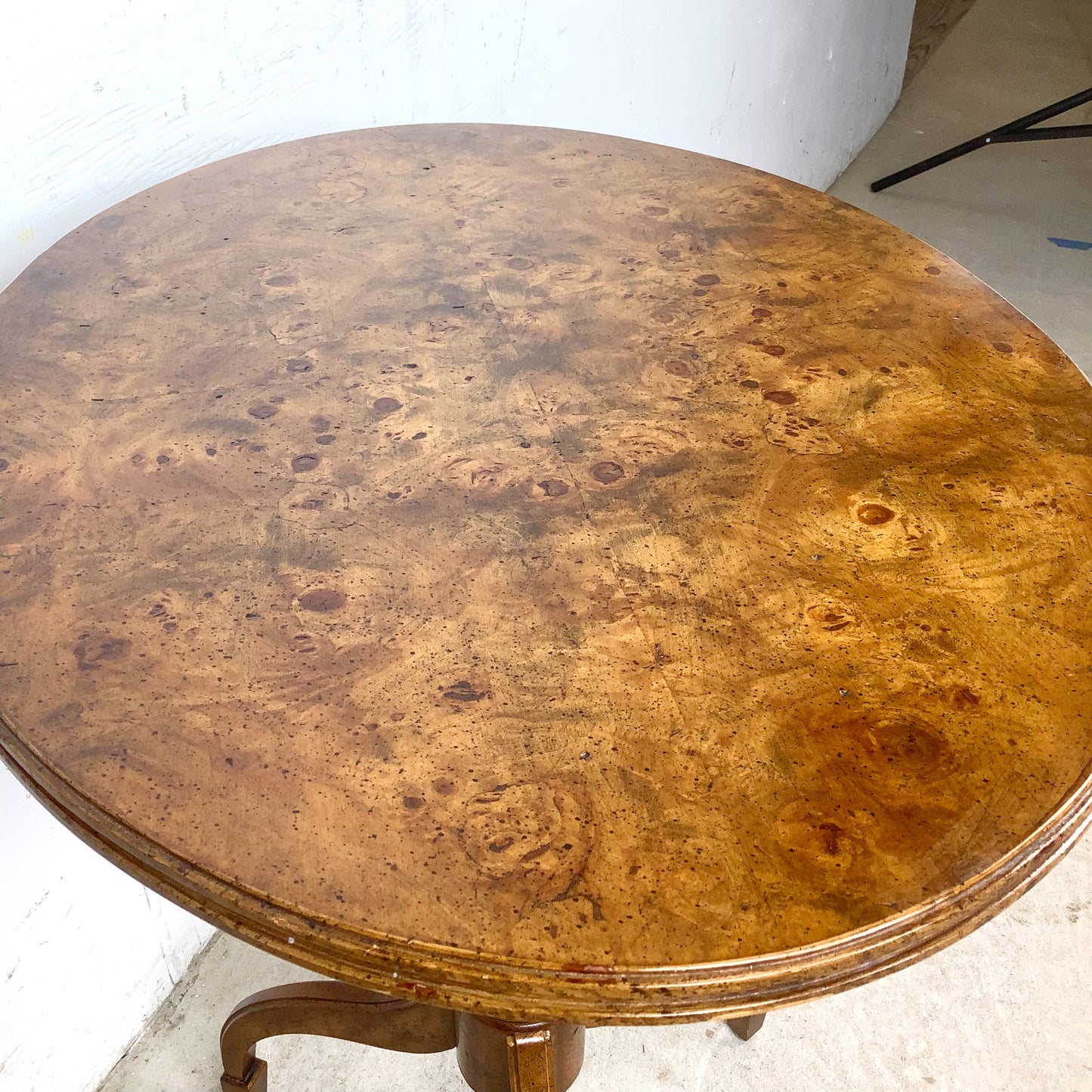 Weiman Oxford Burl Veneer Pedestal Accent Table