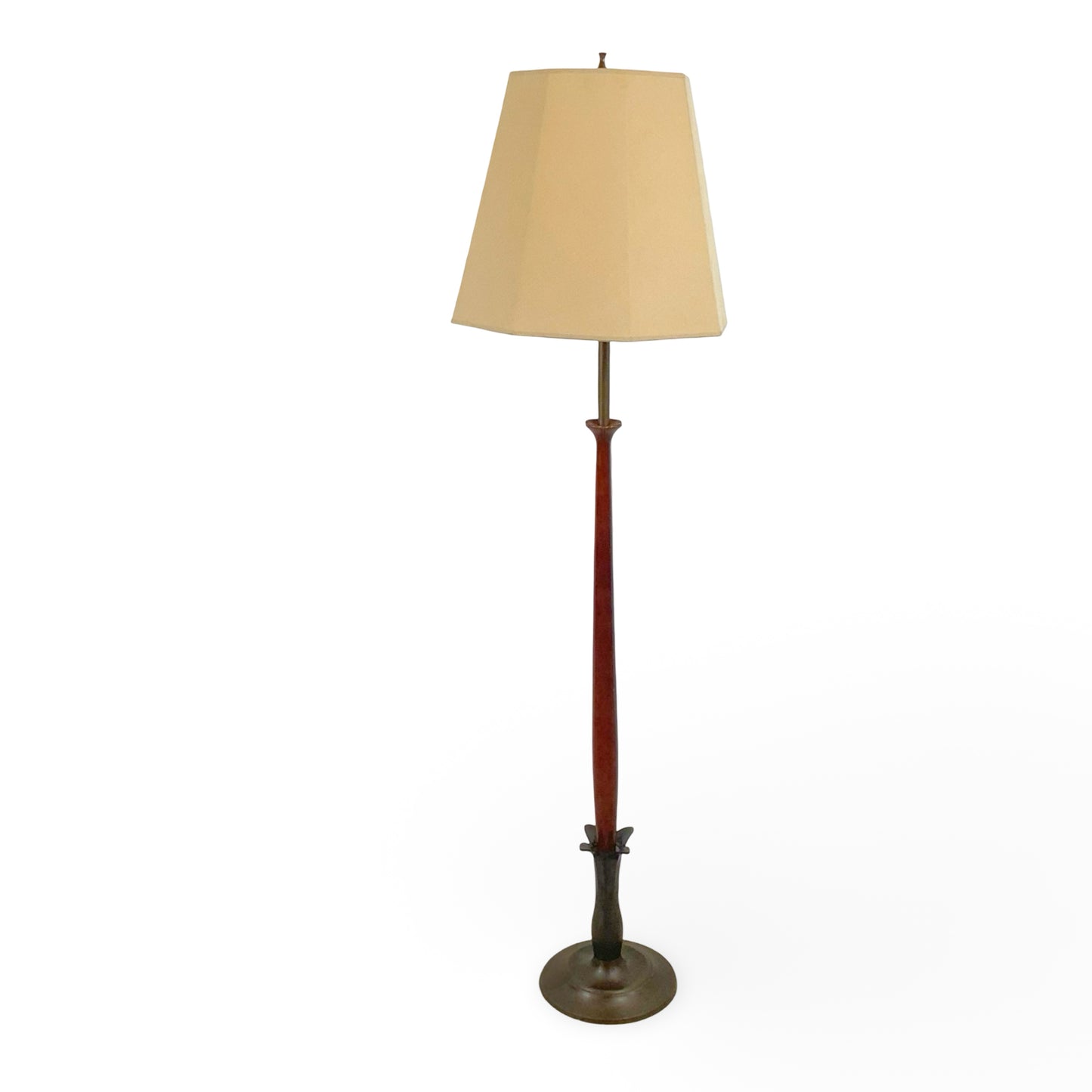  Vintage Mid-Century Modern Sculptural Walnut Floor Lamp in the Style of Laurel Lamp Company
