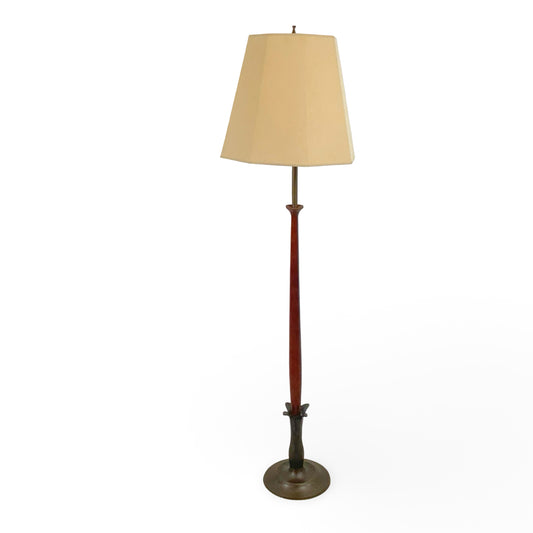  Vintage Mid-Century Modern Sculptural Walnut Floor Lamp in the Style of Laurel Lamp Company