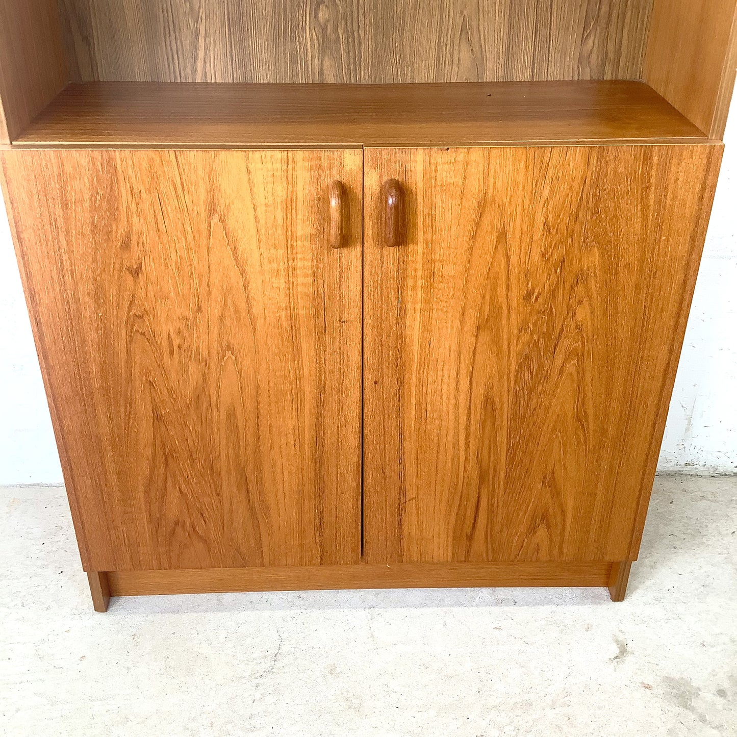 Vintage Scandinavian Modern Teak Bookcase with Lower Cabinet
