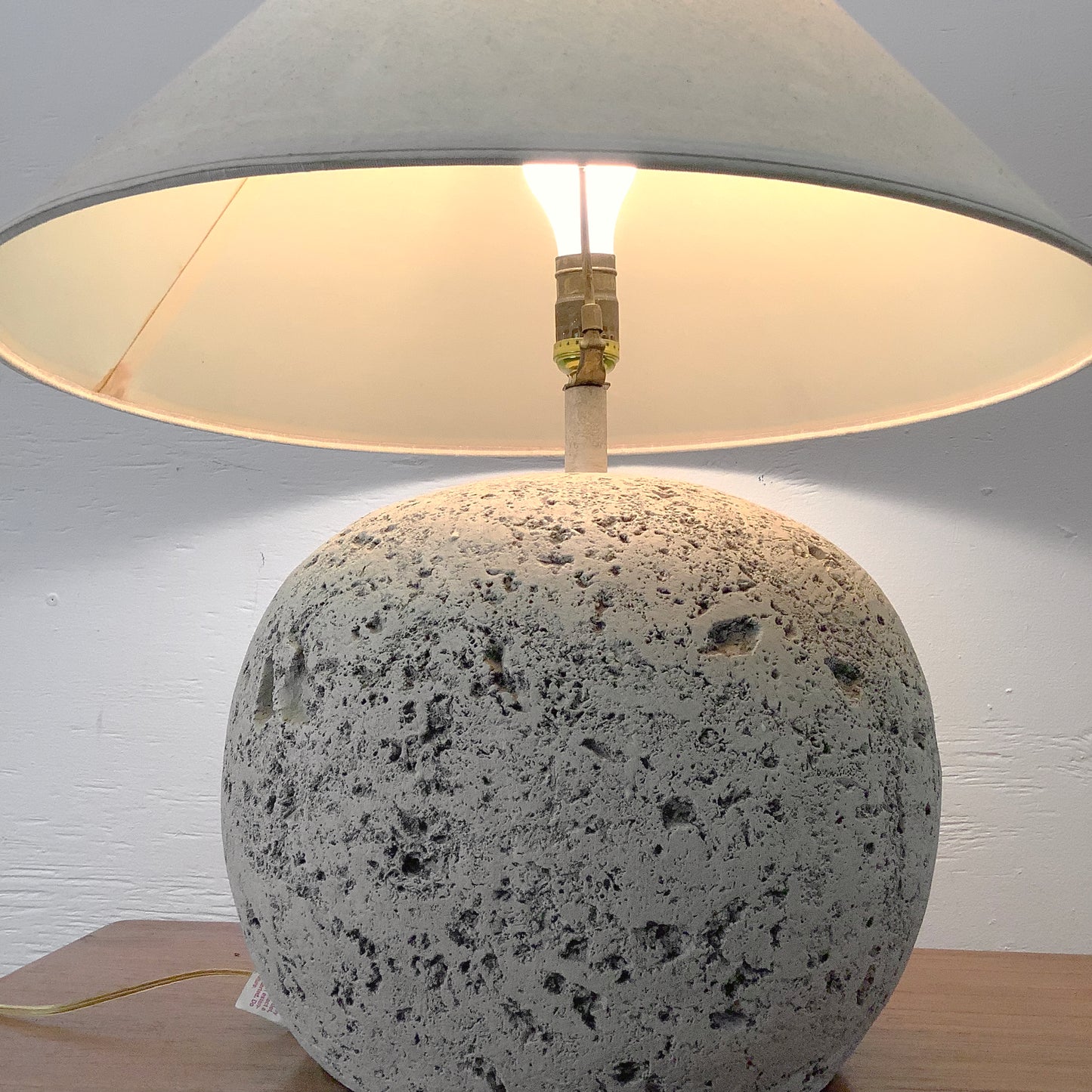 Coastal Modern Orb Lamp in Natural Coral Stone With Shade