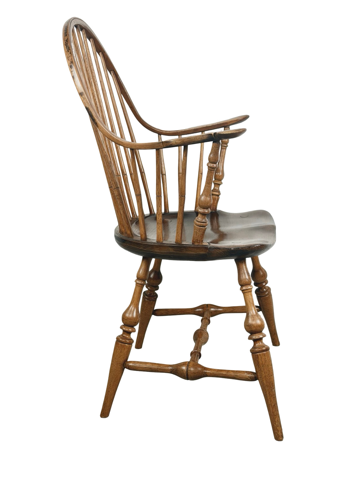 Antique Continuous-Arm Windsor Spindle-Back Wooden Chair