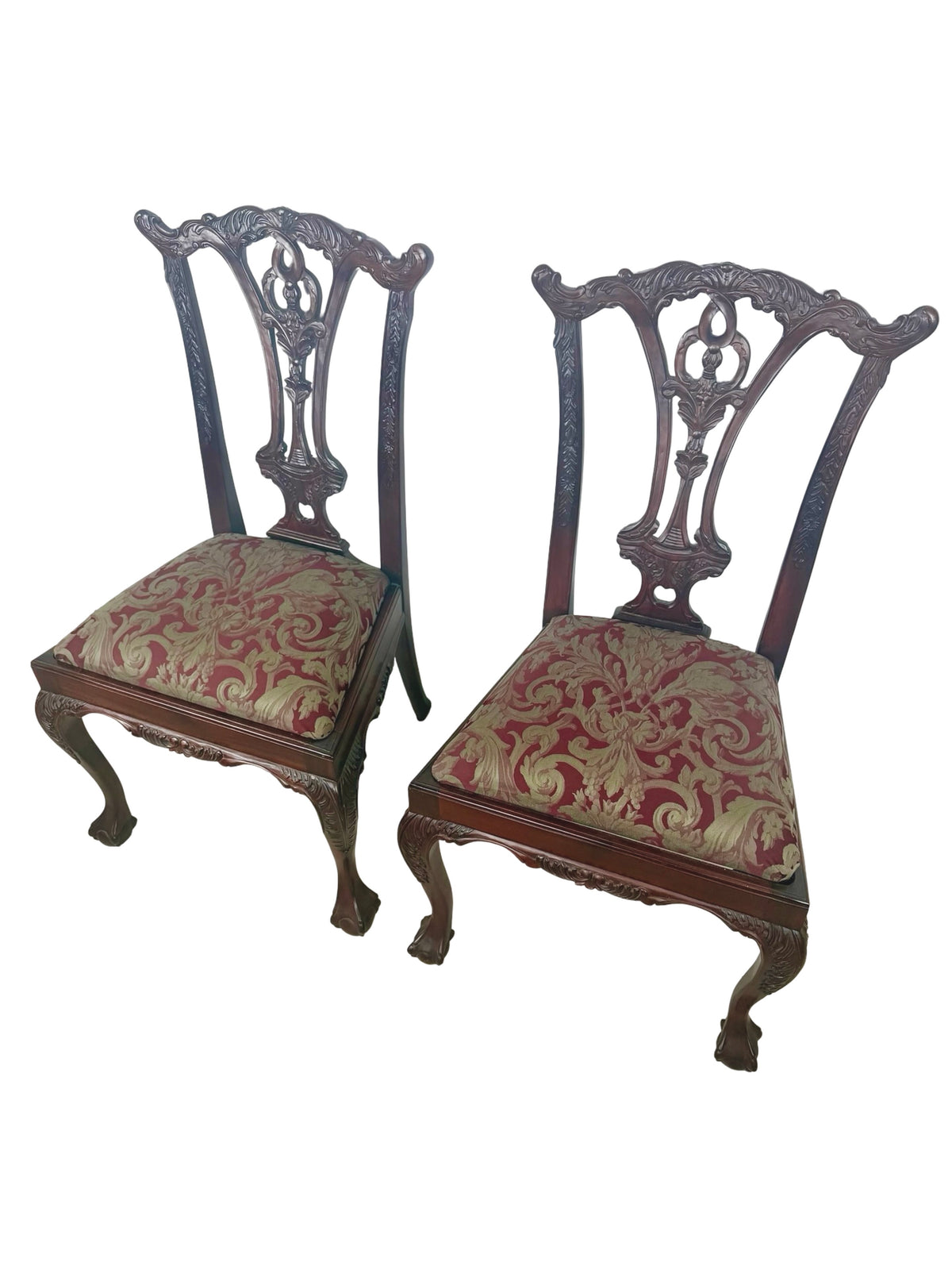 Set of 4 Chippendale-Style Mahogany Dining Chairs with Carved Ball-and-Claw Feet