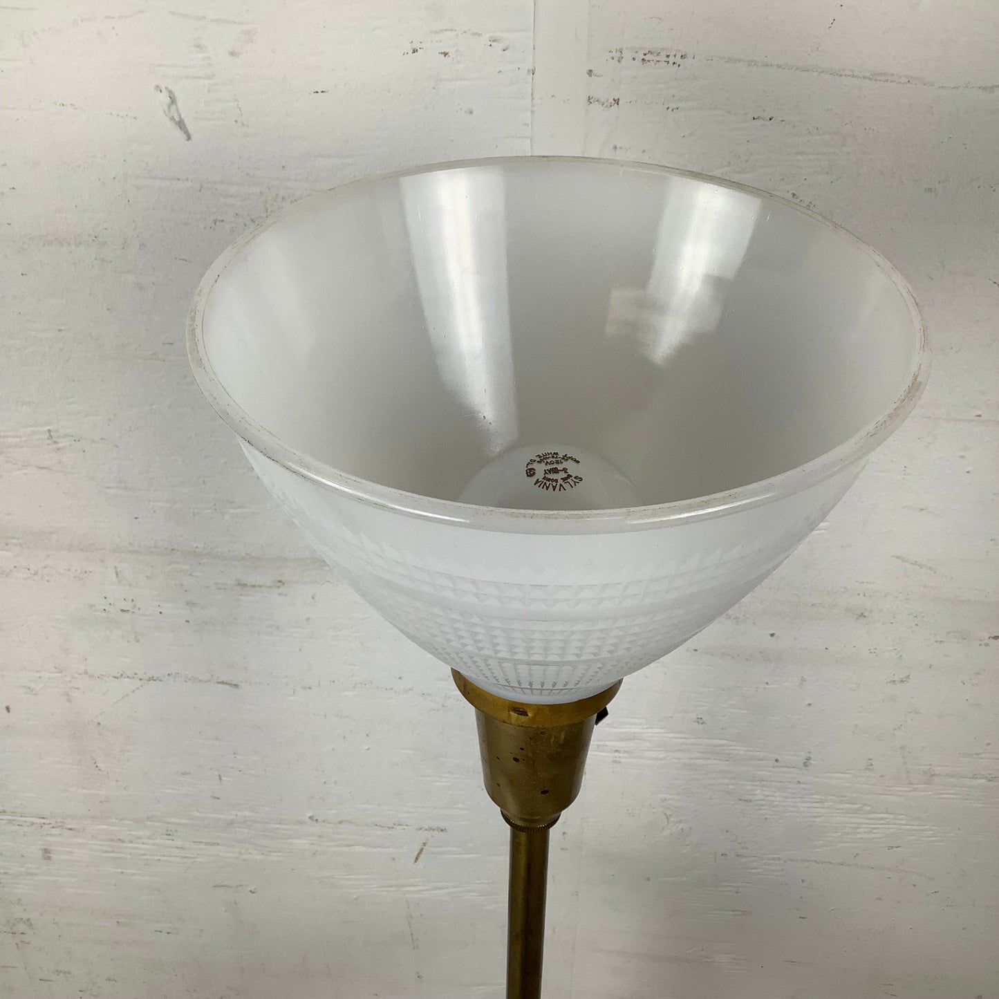 Vintage Mid Century Modern Walnut and Brass Table Lamp with Large Drum Shade