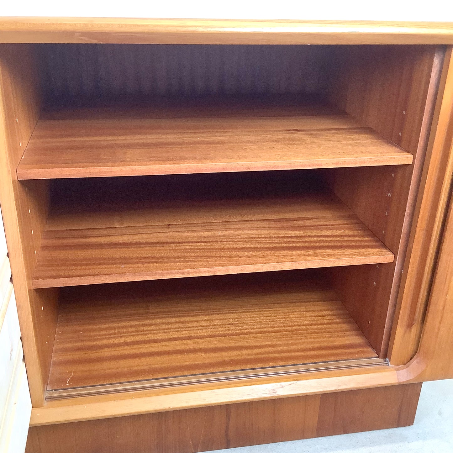Danish Teak Tambour Door Credenza by Bernhard Pedersen & Søn | 20th Century