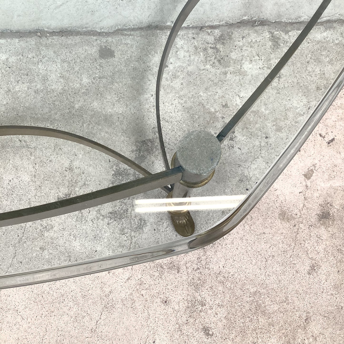 Vintage Brass Hexagonal Glass Coffee Table in the Style of La Barge