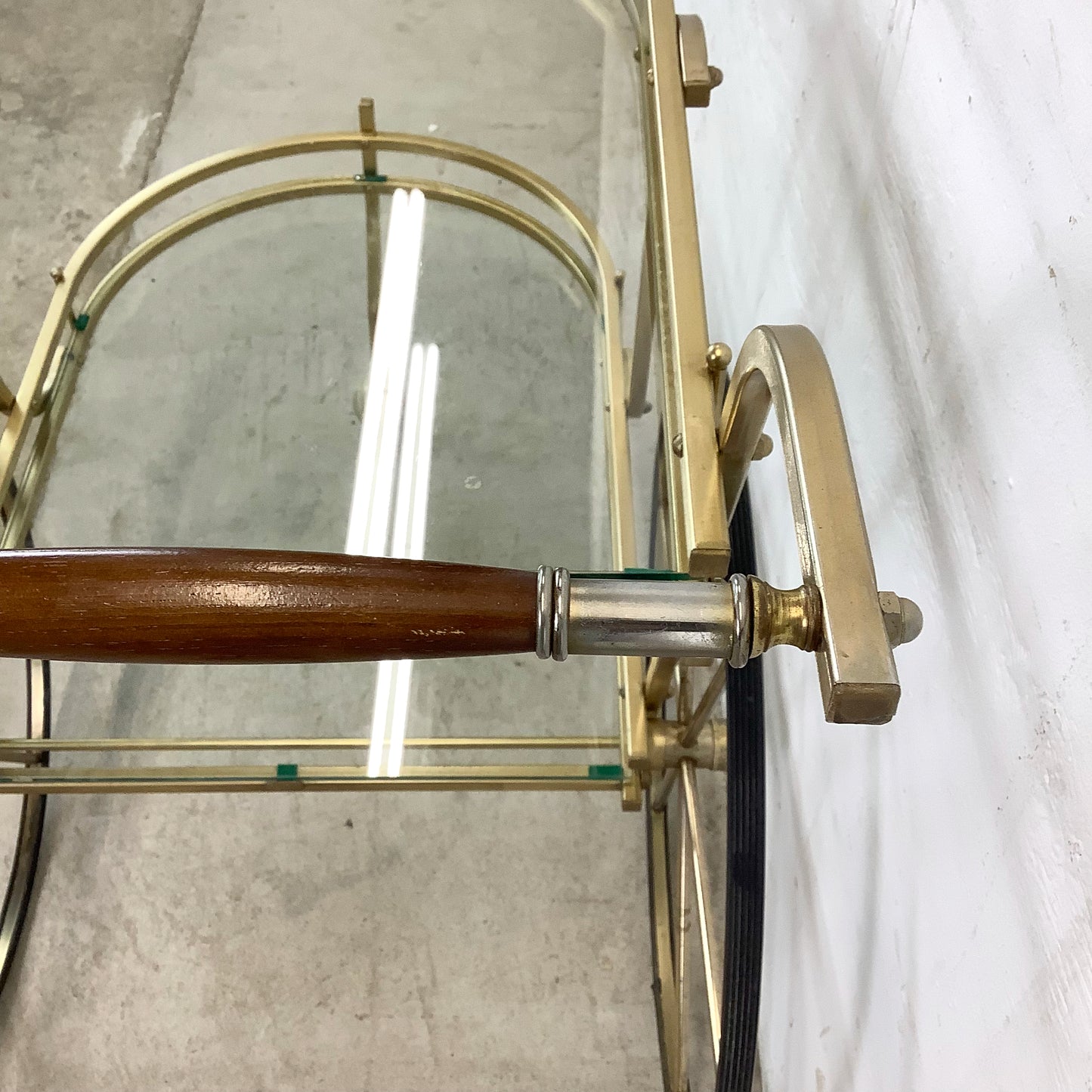 Vintage Brass and Glass Bar Cart or Tea Trolley