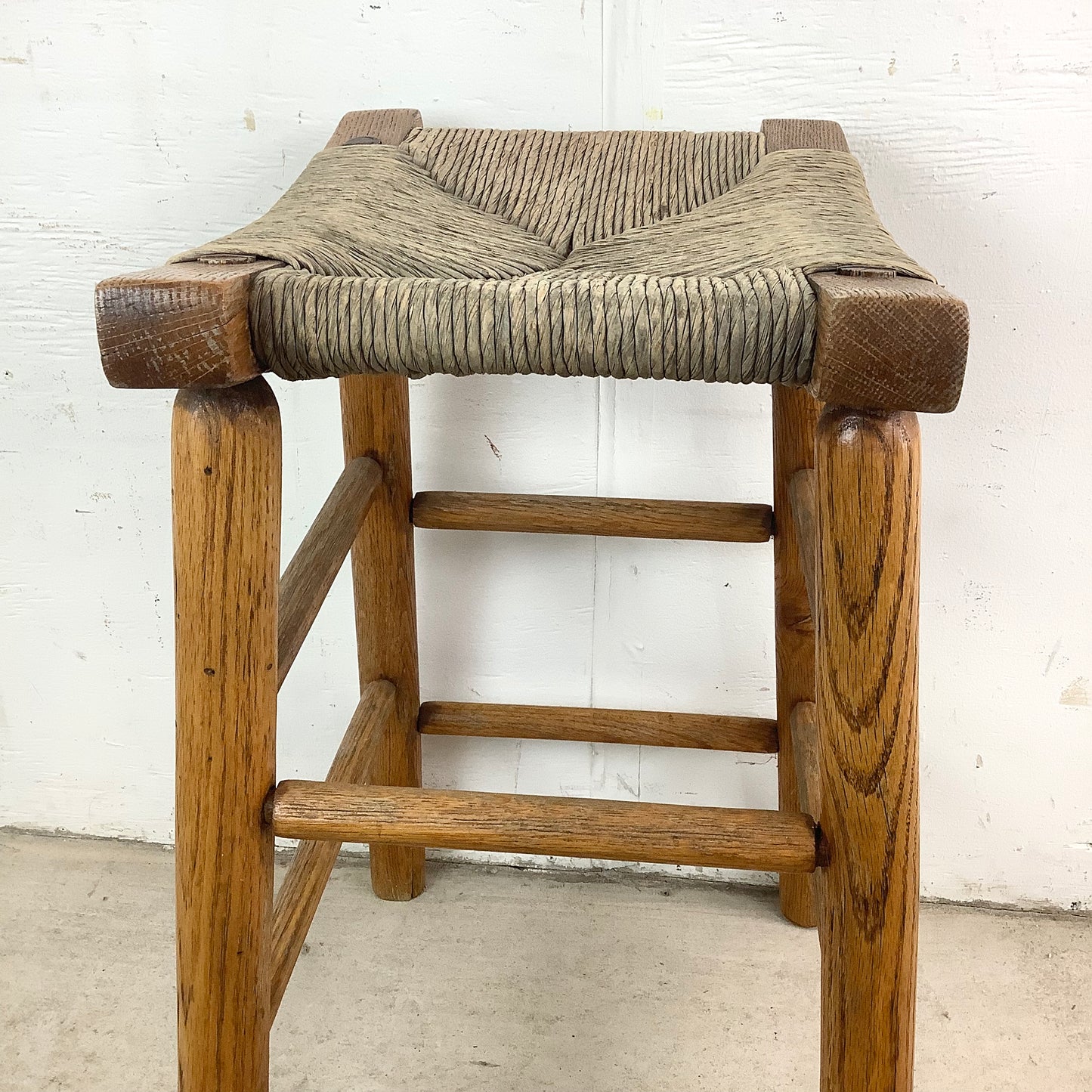 Vintage Rope Seat Counter Stool