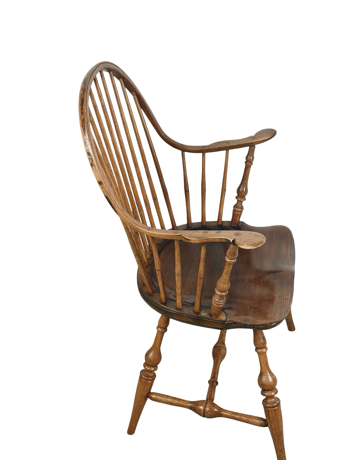 Antique Continuous-Arm Windsor Spindle-Back Wooden Chair