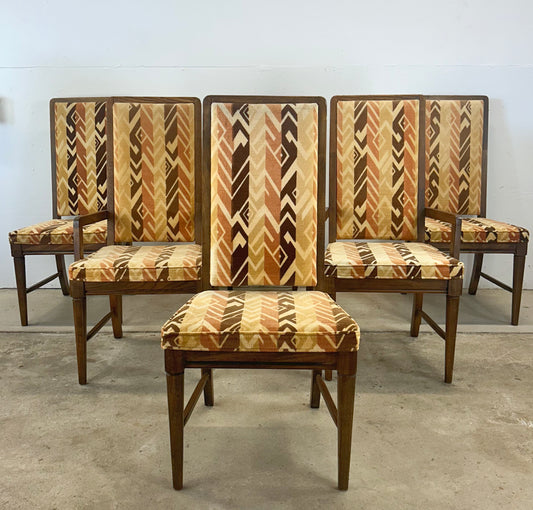 Vintage Modern High Back Dining Chairs- Set of Six