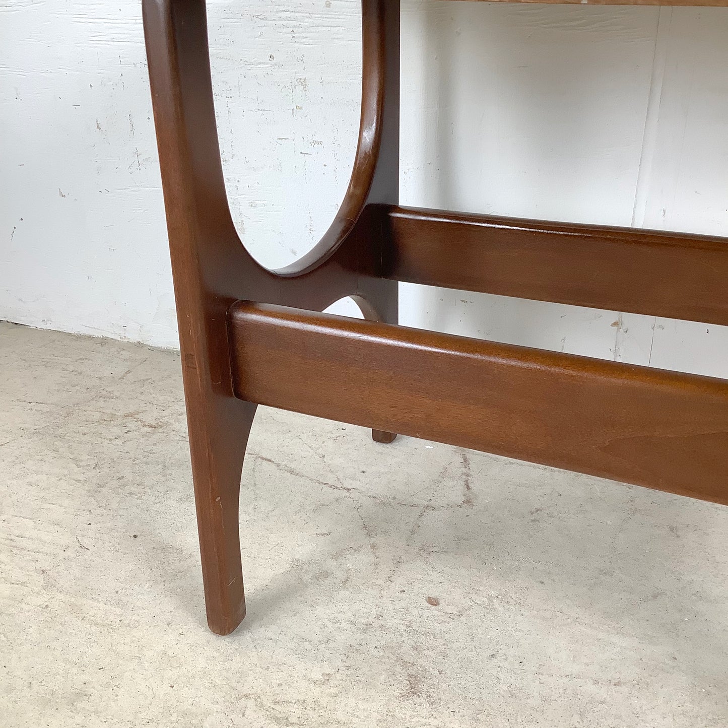 Mid-Century Organic Modern End Table With Stone Top