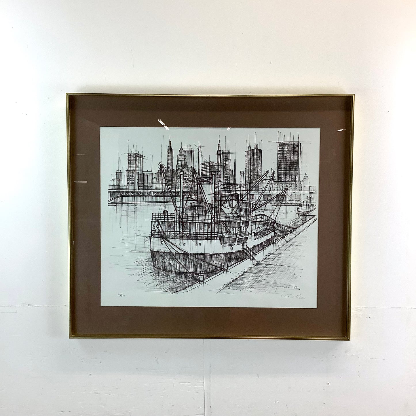 1960's Cityscape Lithograph signed Nivelle