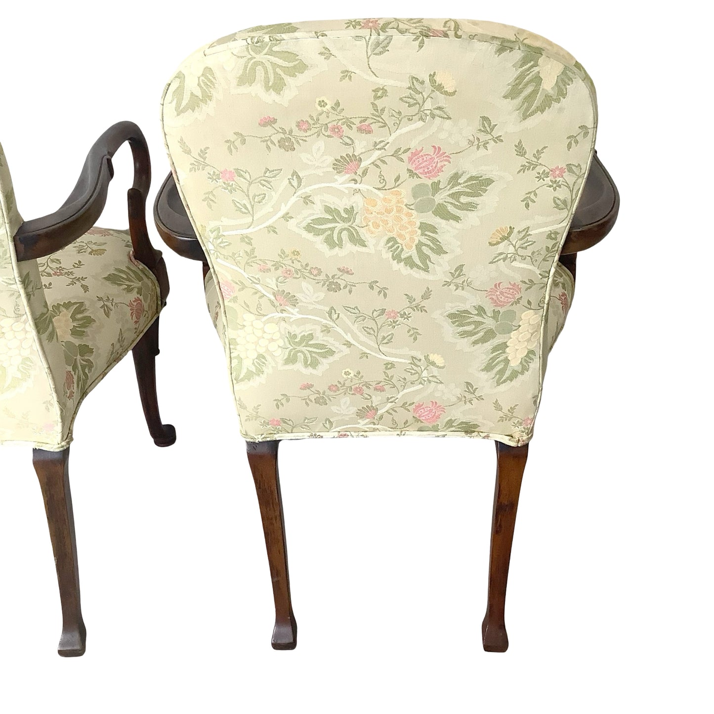 Vintage Pair of Georgian Revival Armchairs | Floral Upholstery | Set of 2