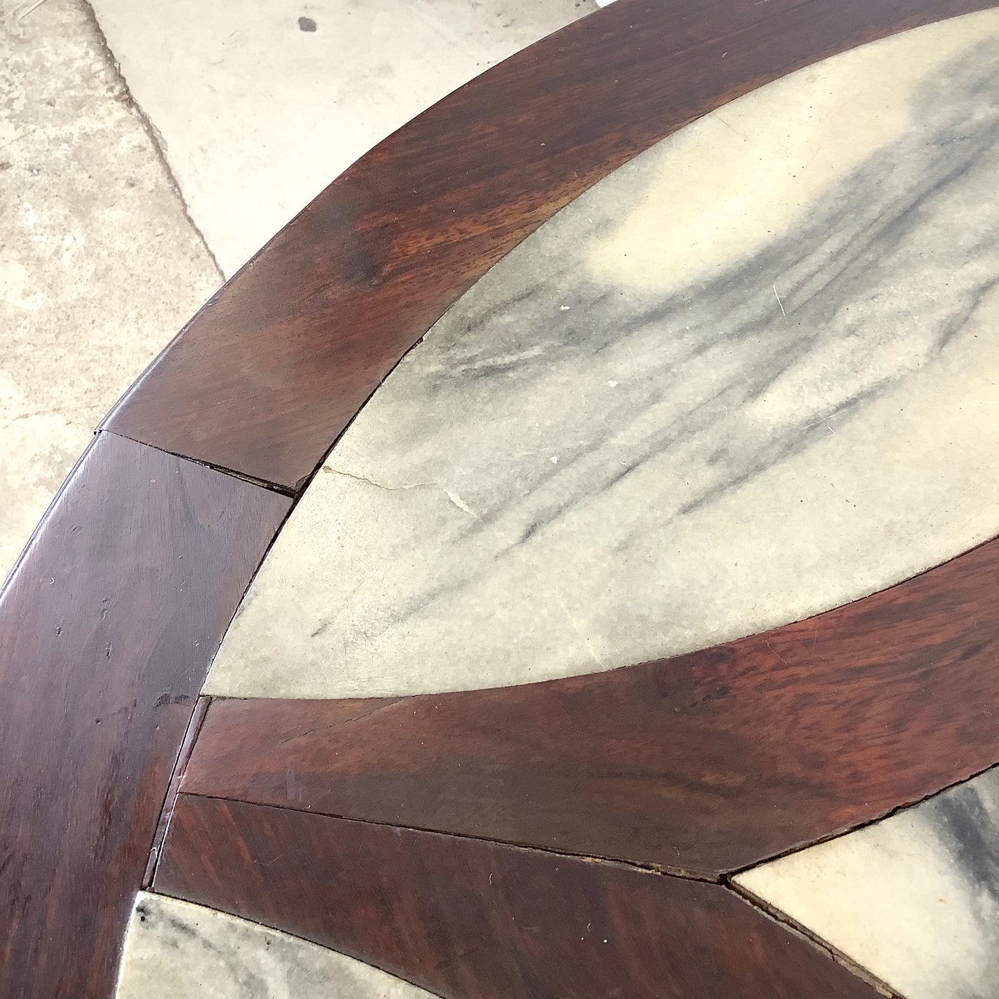 20th Century Chinese Export Center Table Wtih Stone Top and Decorative Inlay